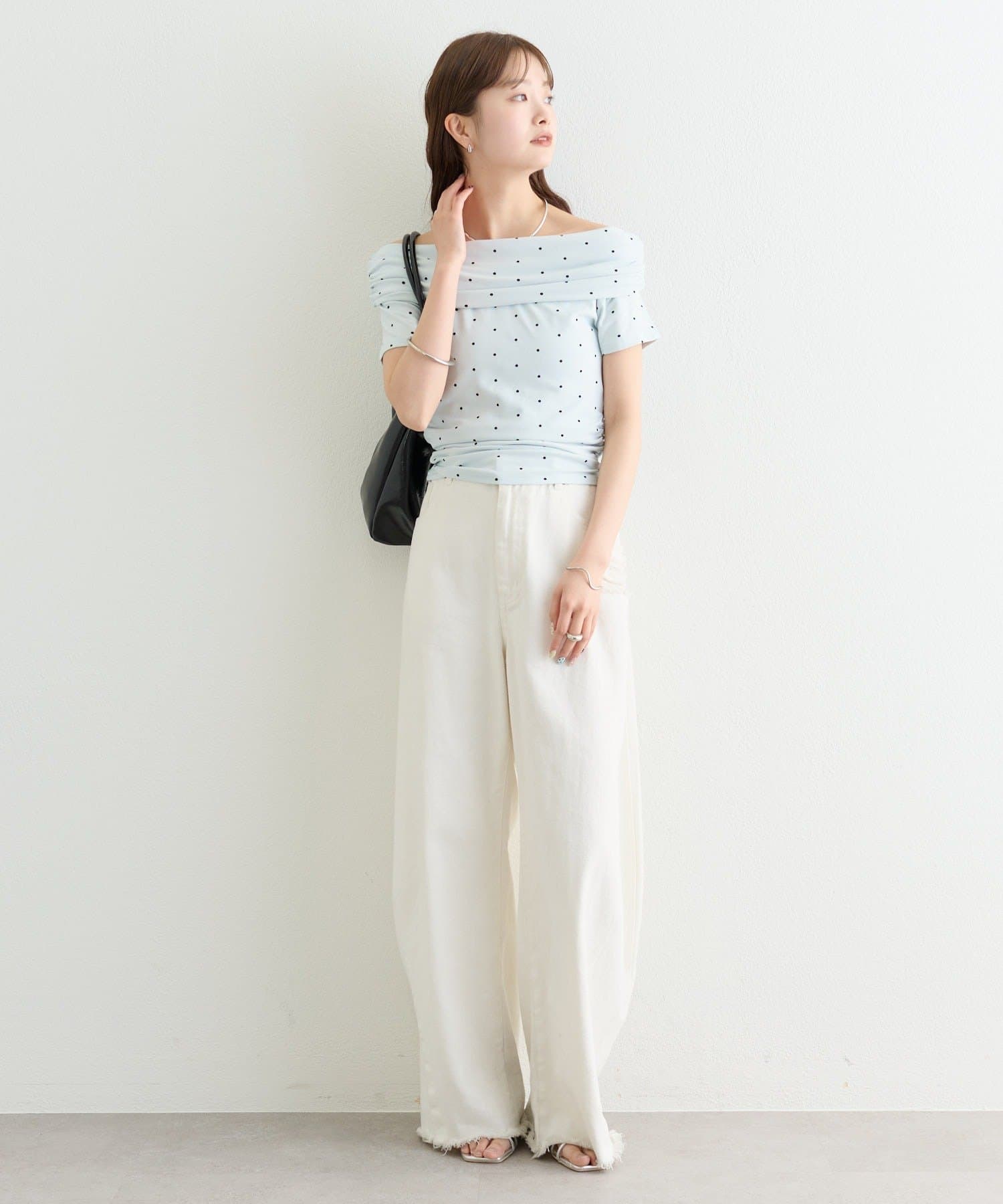 mystic(ミスティック) 《WEB限定》ドットオフショルTシャツ