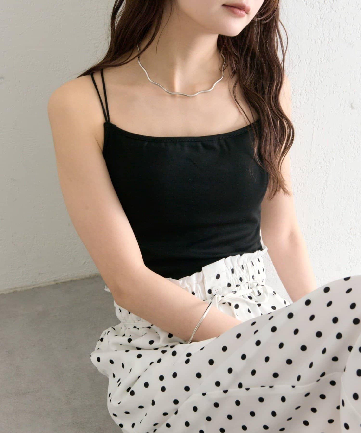 mystic(ミスティック) 《WEB限定》パット付きバックシャンボーダーキャミソール