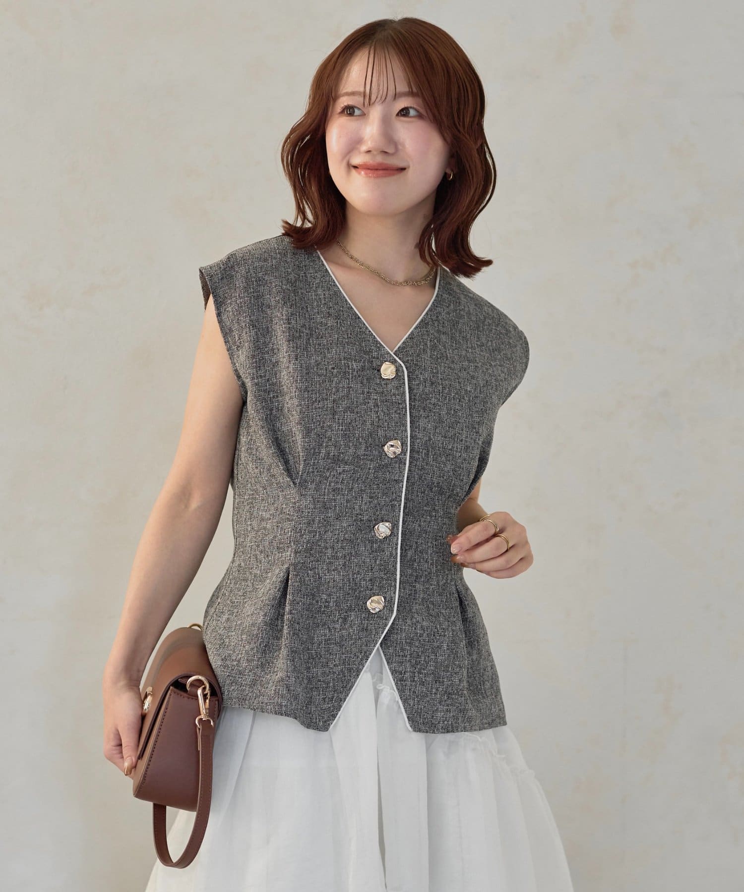 Thevon.(ゼヴォン) 【Yuna企画】ツイードベストブラウス