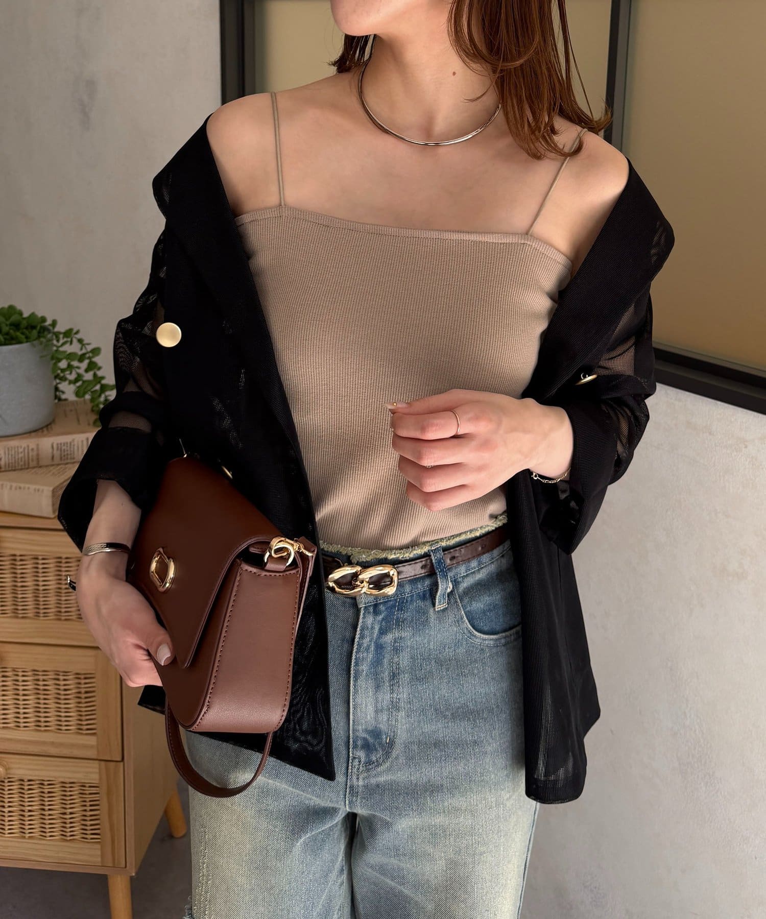 Thevon.(ゼヴォン) カットリブカップ付きキャミ