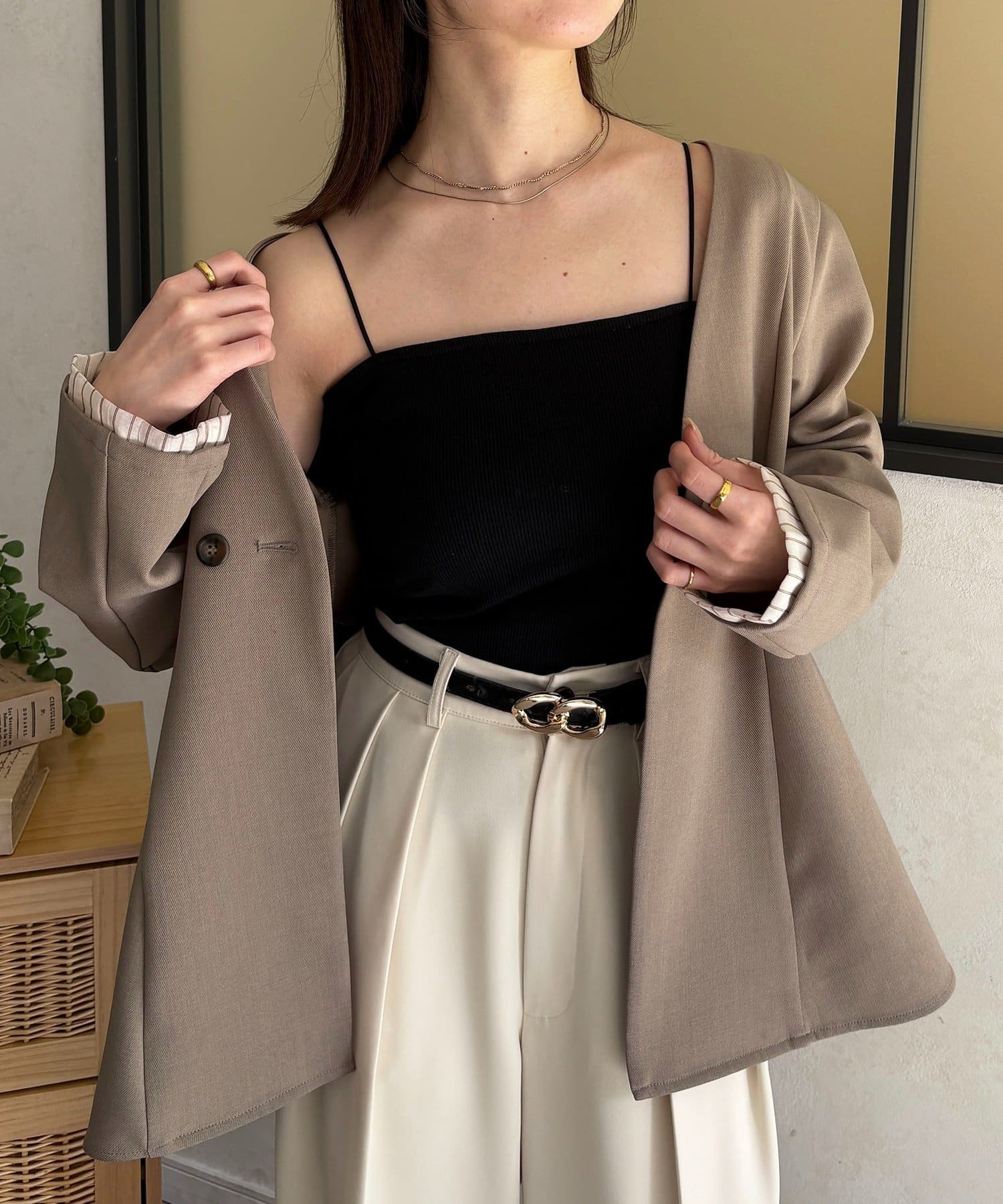 Thevon.(ゼヴォン) カットリブカップ付きキャミ