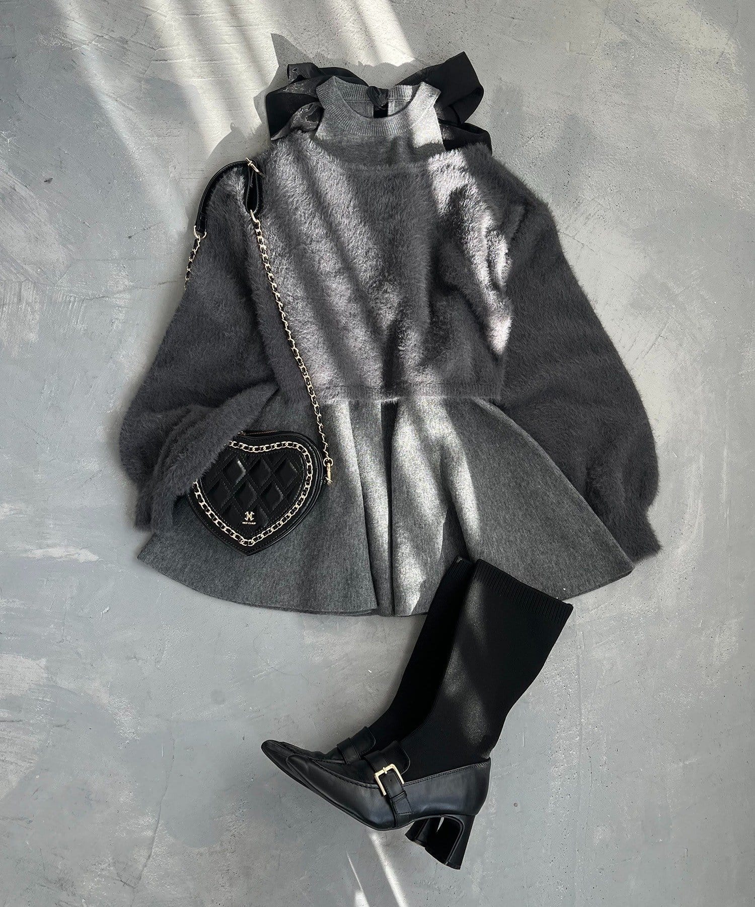 NICE CLAUP / OLIVE des OLIVE OUTLET(ナイスクラップ  / オリーブ デ オリーブ アウトレット) 【one after another】2way後ろリボンニットミニワンピ