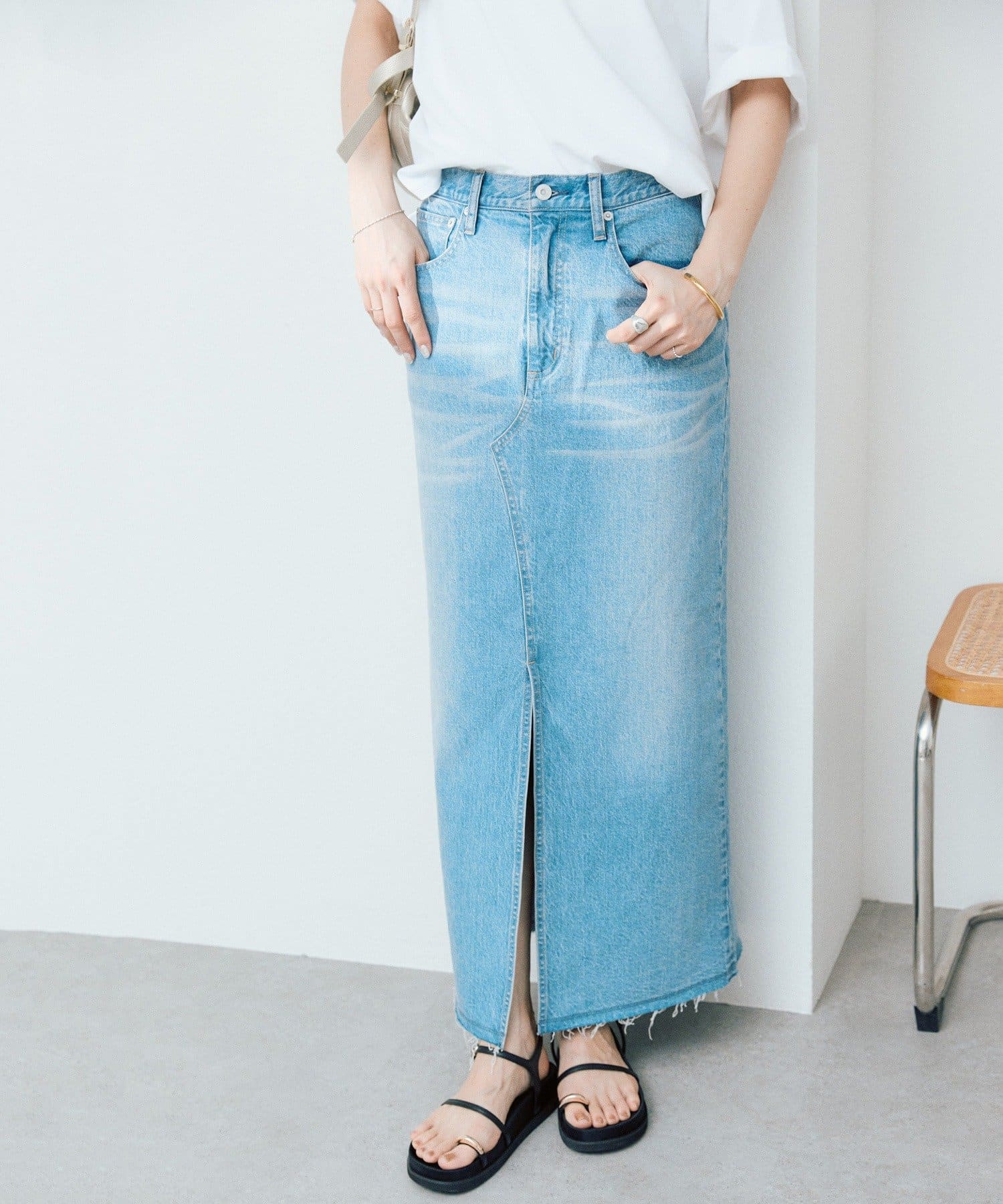 RIVE DROITE(リヴドロワ) 予約【RIMH（リムエイチ）】スリットデニムスカート