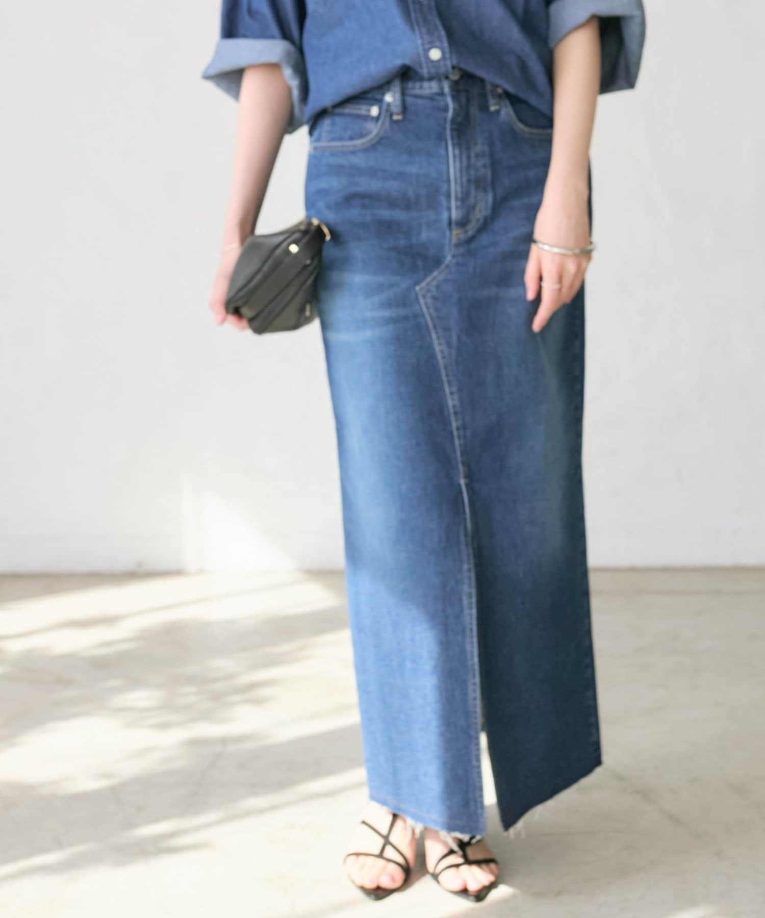 RIVE DROITE(リヴドロワ) 予約【RIMH（リムエイチ）】スリットデニムスカート