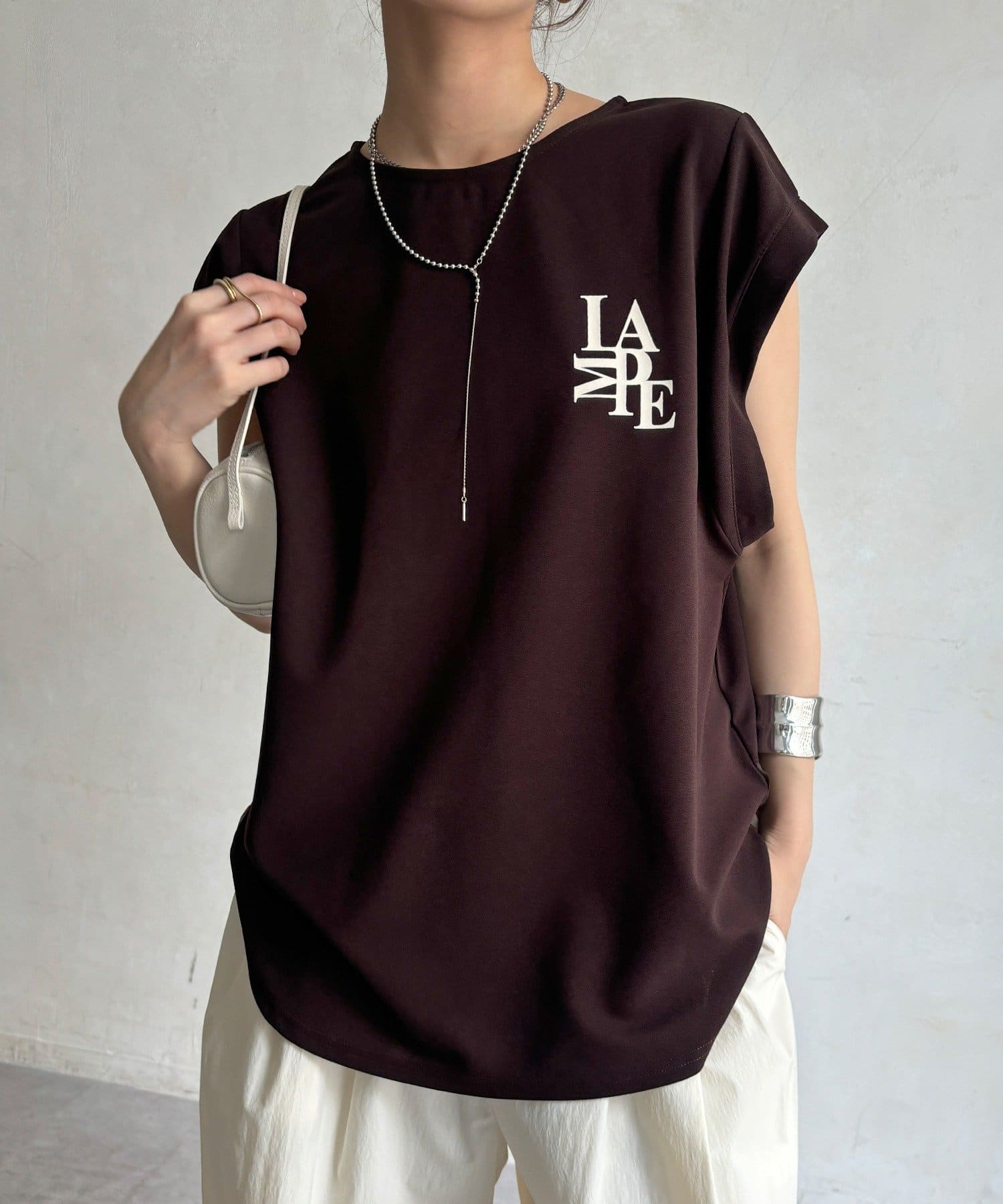 DOUDOU(ドゥドゥ) 【WEB限定】カットジョーゼットミックスロゴTEE