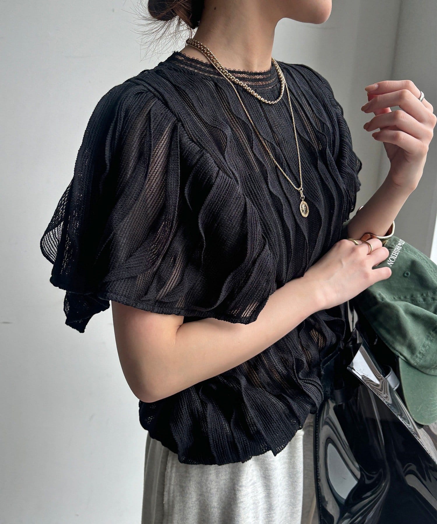 DOUDOU(ドゥドゥ) 【WEB限定】縦レースフリルトップス