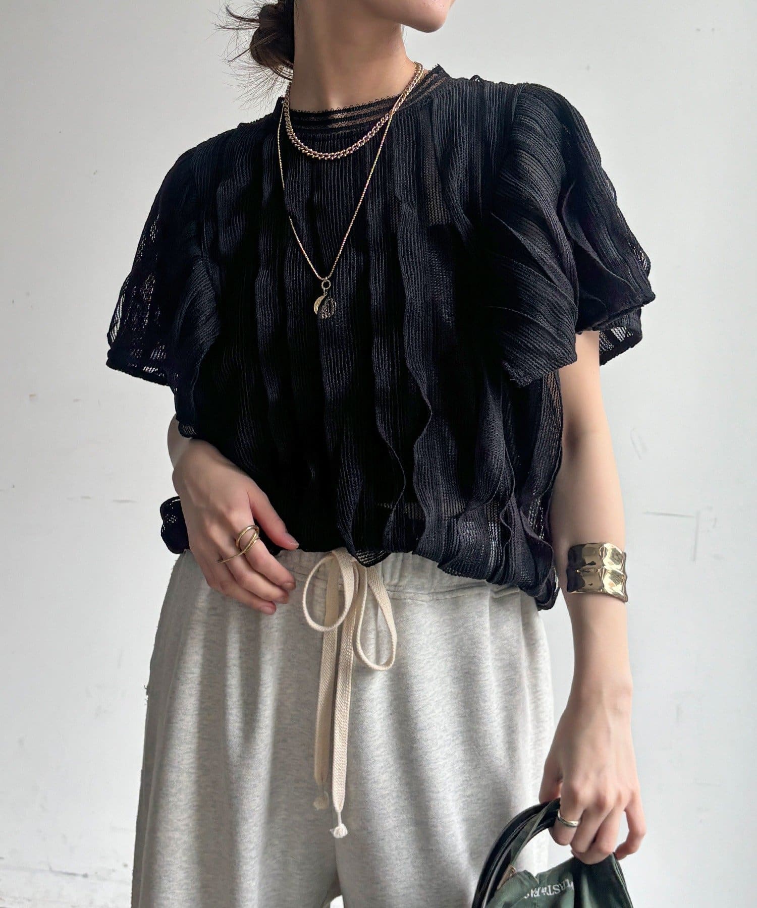 DOUDOU(ドゥドゥ) 【WEB限定】縦レースフリルトップス