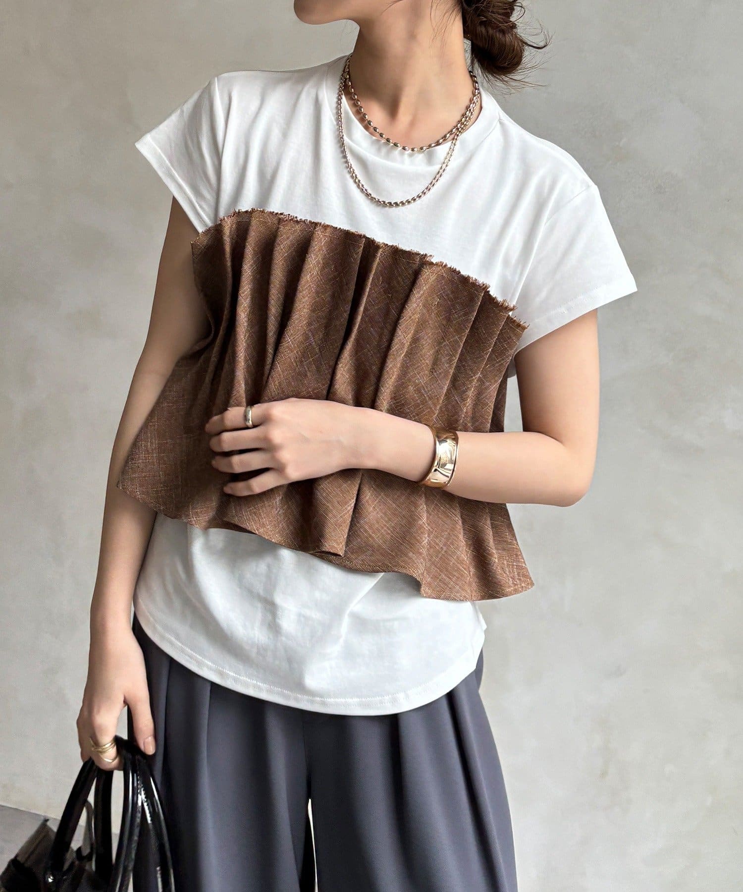 DOUDOU(ドゥドゥ) 【WEB限定】ビスチェ切替TEE