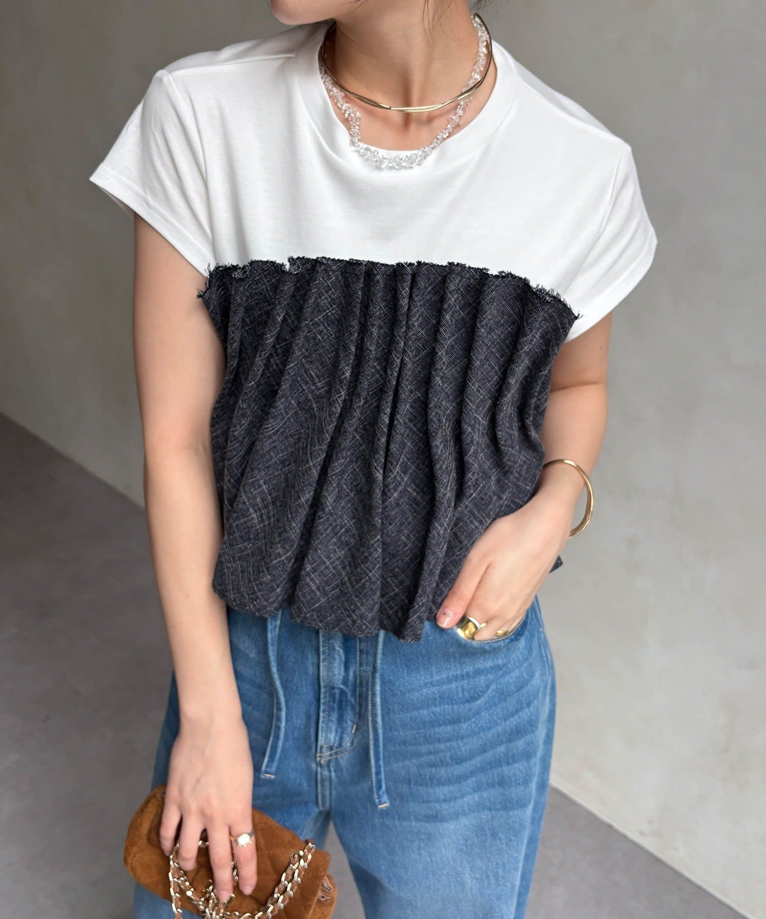 DOUDOU(ドゥドゥ) 【WEB限定】ビスチェ切替TEE
