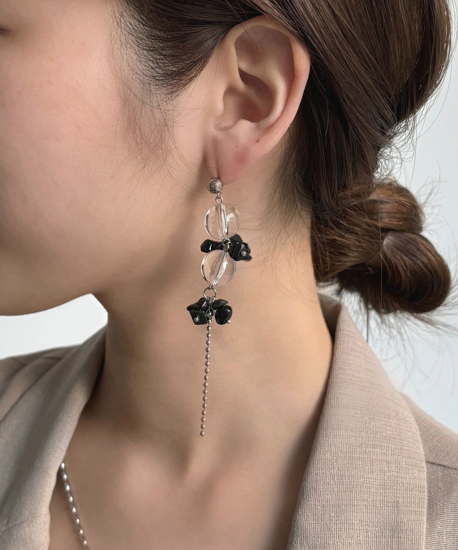 DOUDOU(ドゥドゥ) ナチュラルストーンクリアピアス