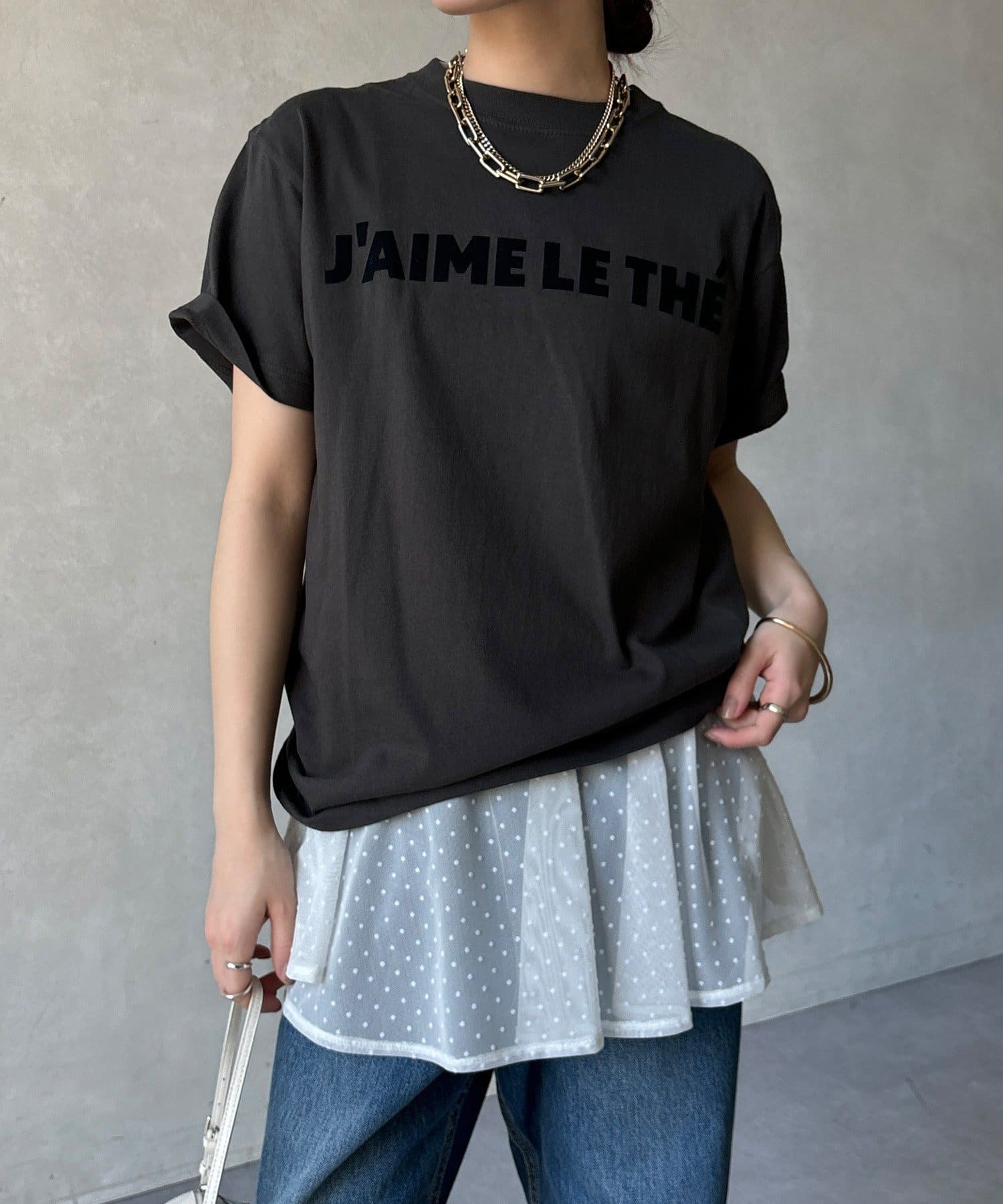 DOUDOU(ドゥドゥ) 【WEB限定】ドットチュールノースリチュニック