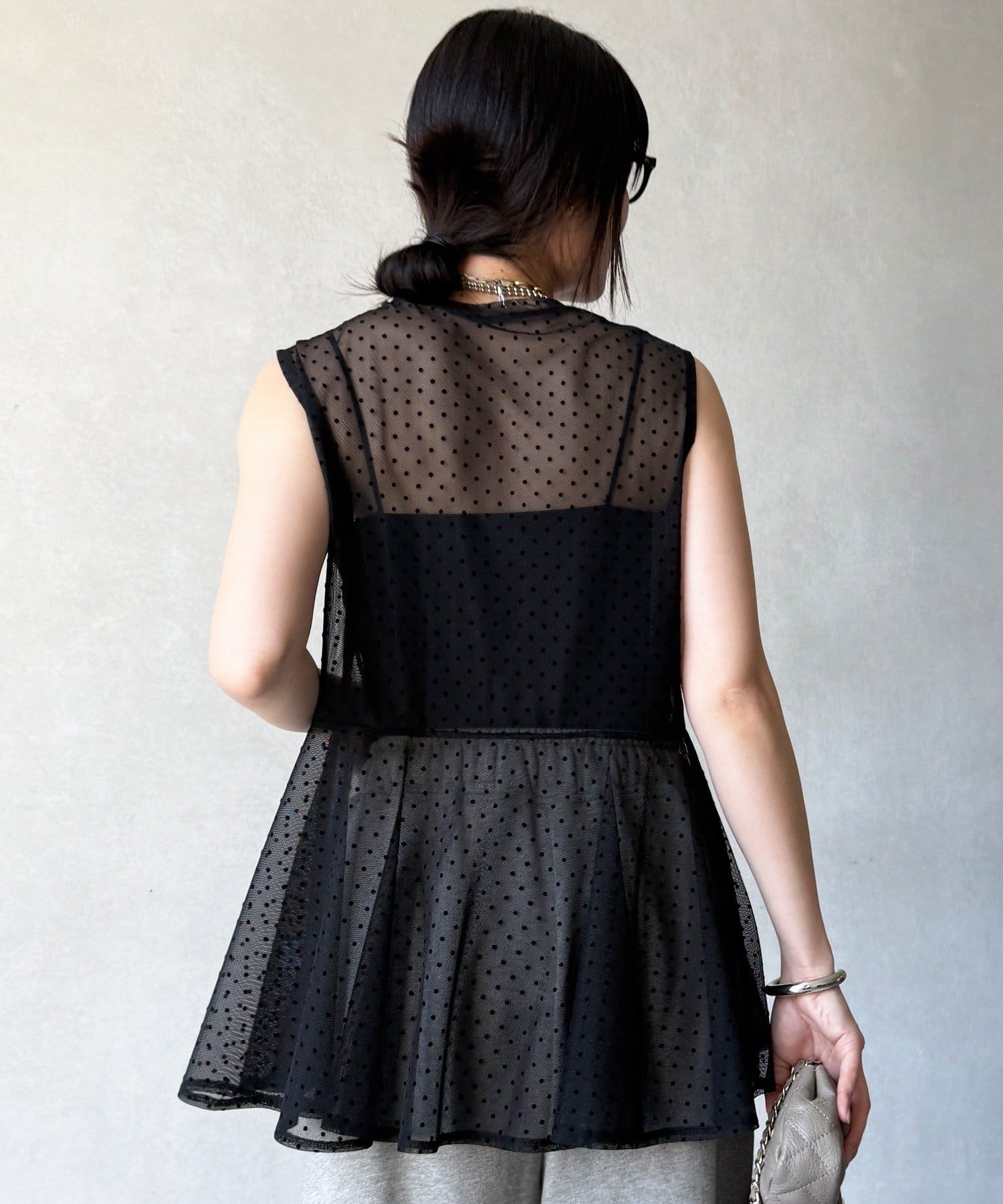 DOUDOU(ドゥドゥ) 【WEB限定】ドットチュールノースリチュニック