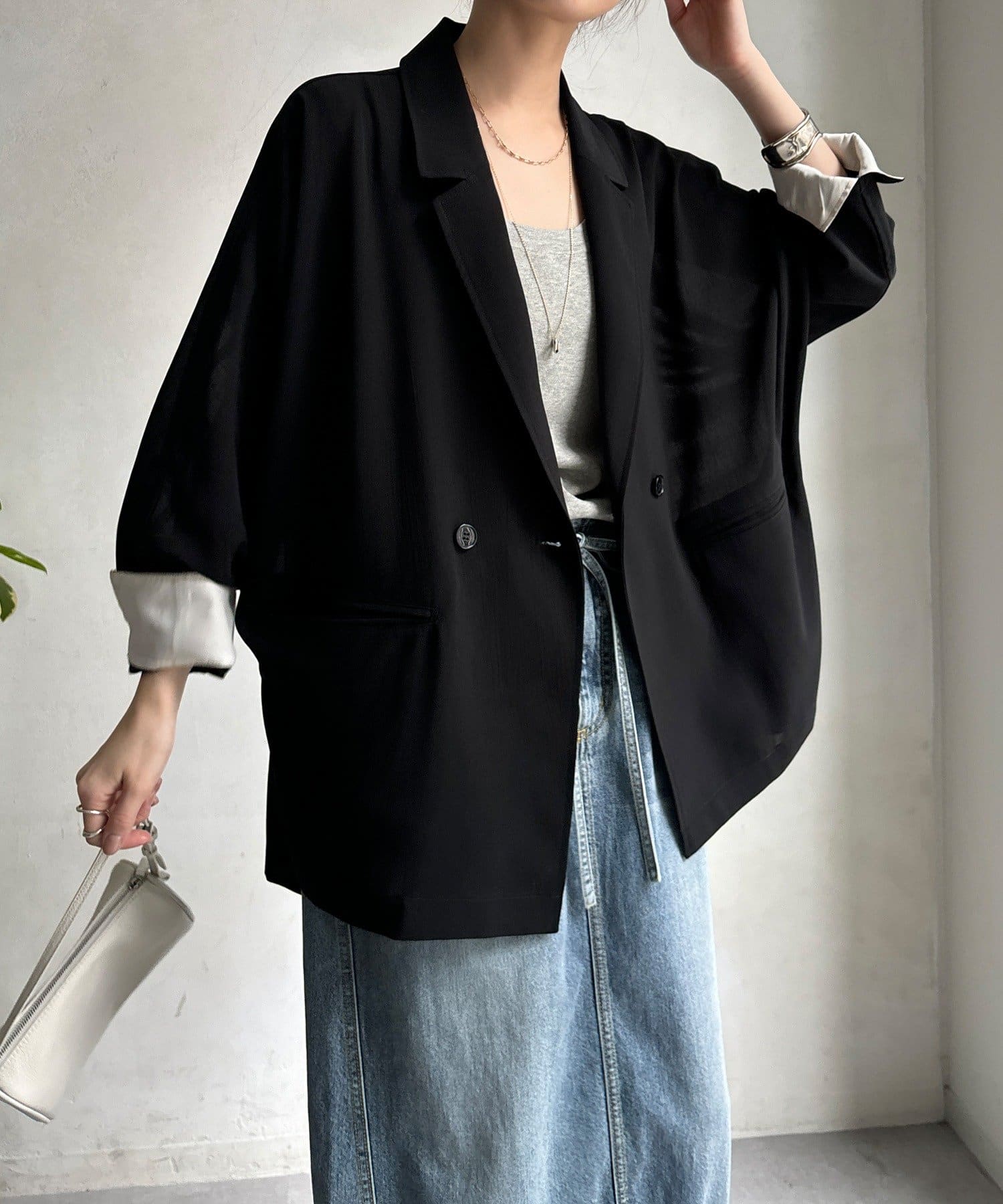 DOUDOU(ドゥドゥ) 【WEB限定】ドルマンスリーブテーラードジャケット