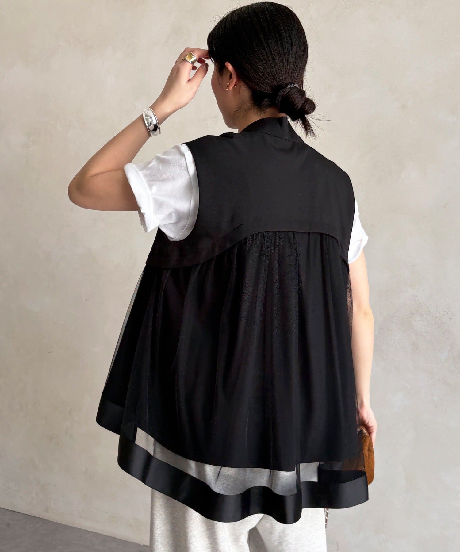 DOUDOU(ドゥドゥ) 【WEB限定】バックチュール重ねベスト