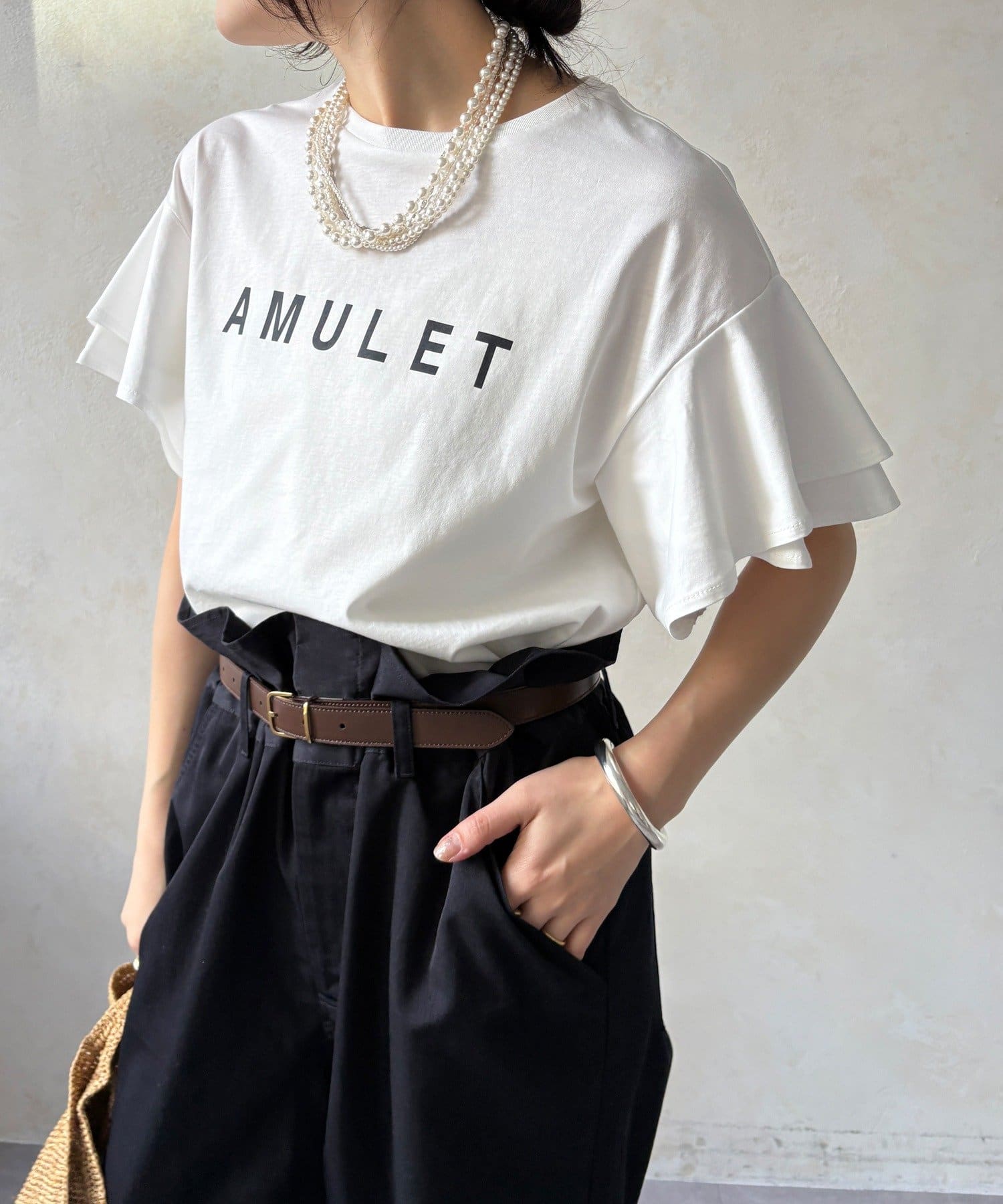 DOUDOU(ドゥドゥ) 【WEB限定】袖フリルロゴTEE