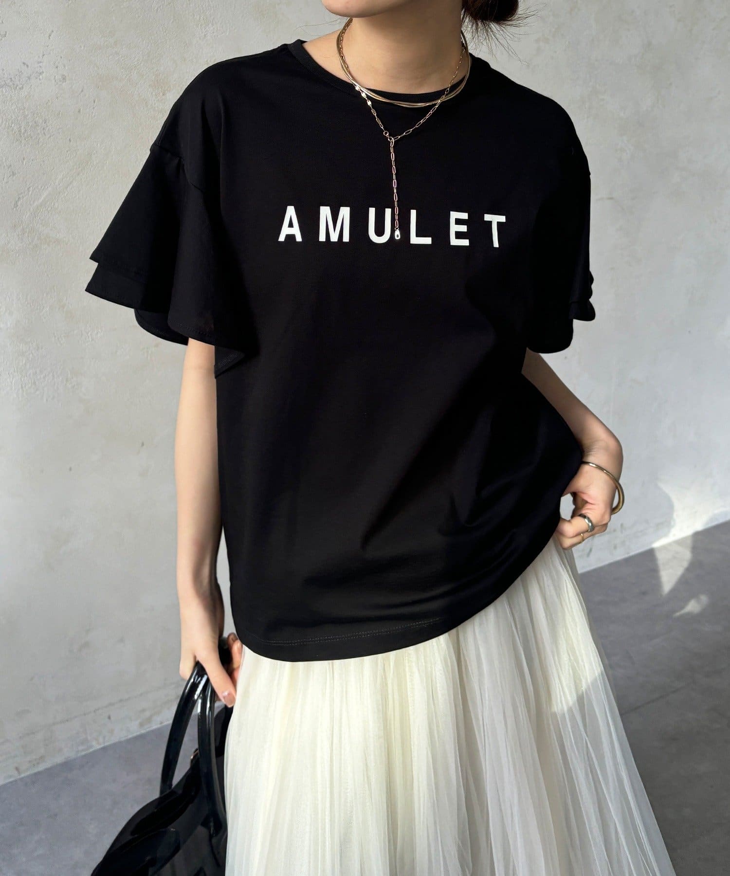 DOUDOU(ドゥドゥ) 【WEB限定】袖フリルロゴTEE