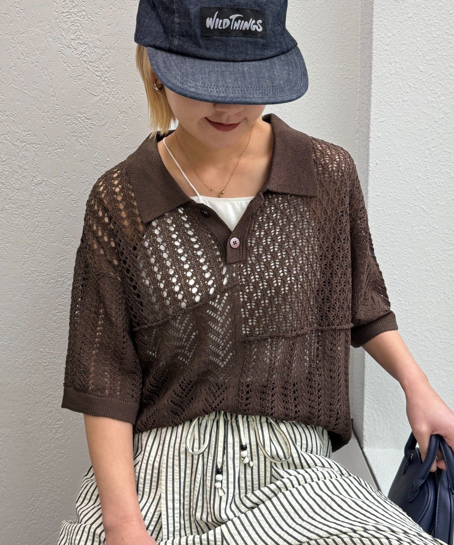 CIAOPANIC TYPY(チャオパニックティピー) 【UNISEX】レース編みパッチワークニットポロ/WEB限定