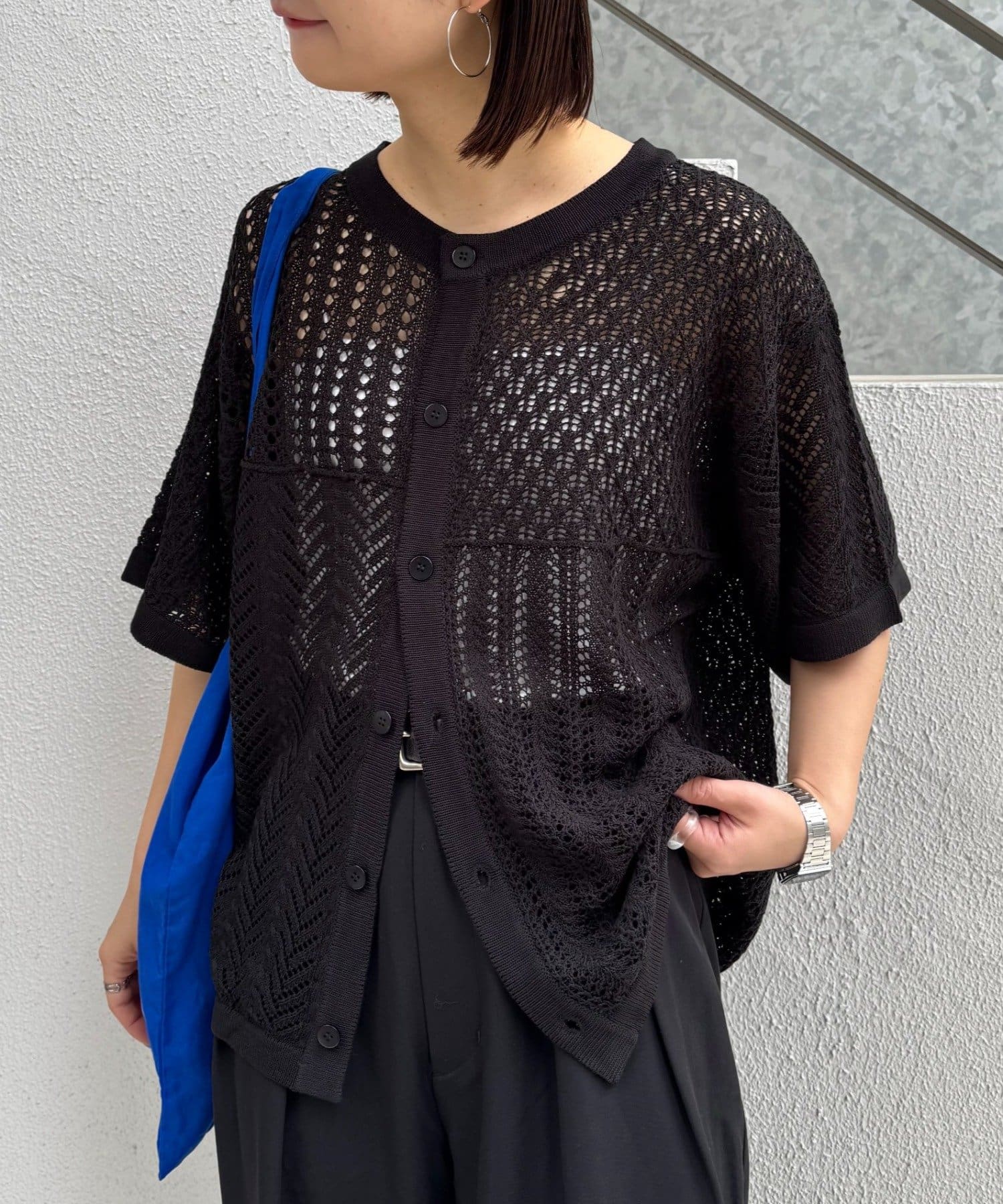 CIAOPANIC TYPY(チャオパニックティピー) 【UNISEX】レース編みパッチワークニットカーディガン/WEB限定