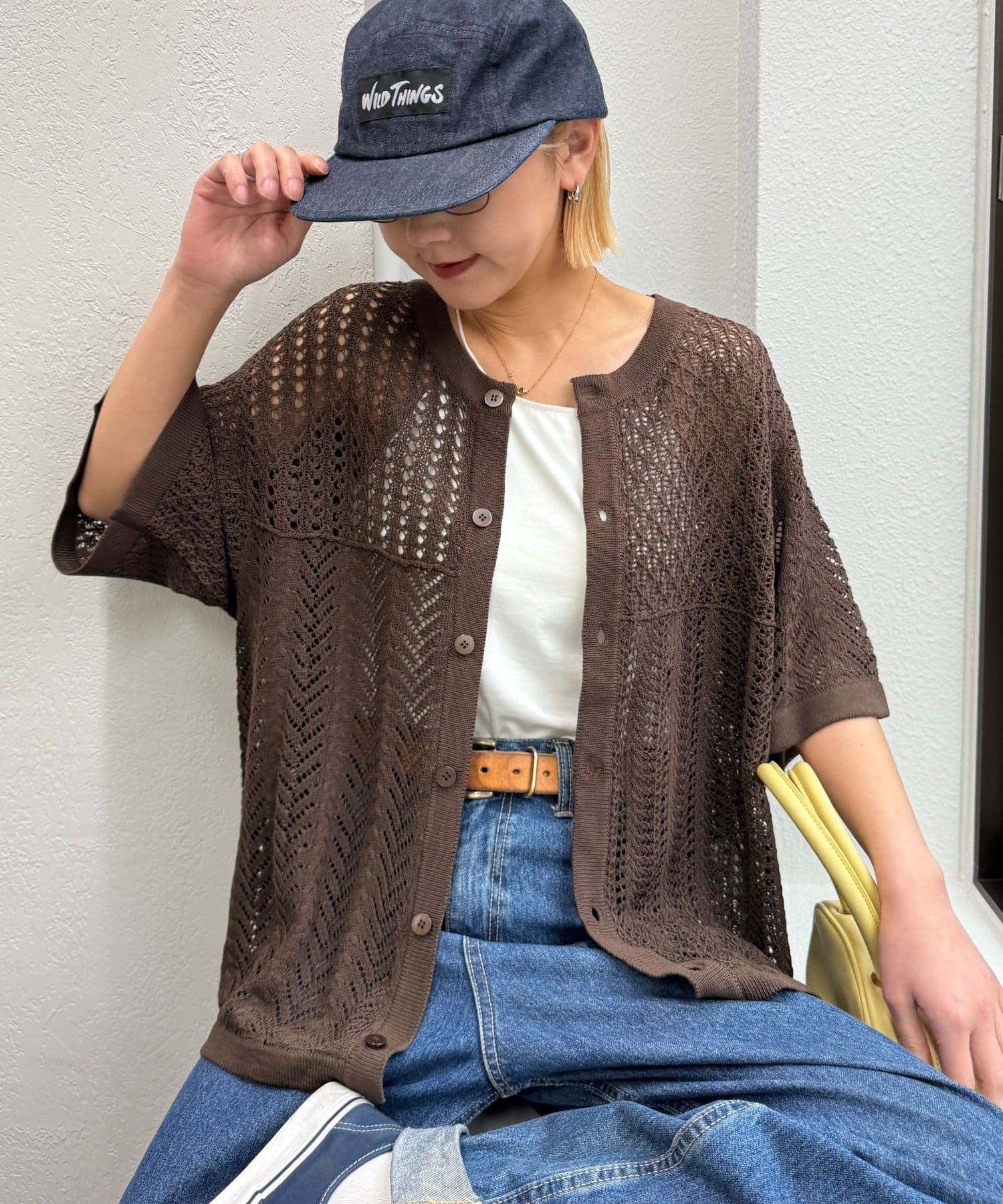 CIAOPANIC TYPY(チャオパニックティピー) 【UNISEX】レース編みパッチワークニットカーディガン/WEB限定