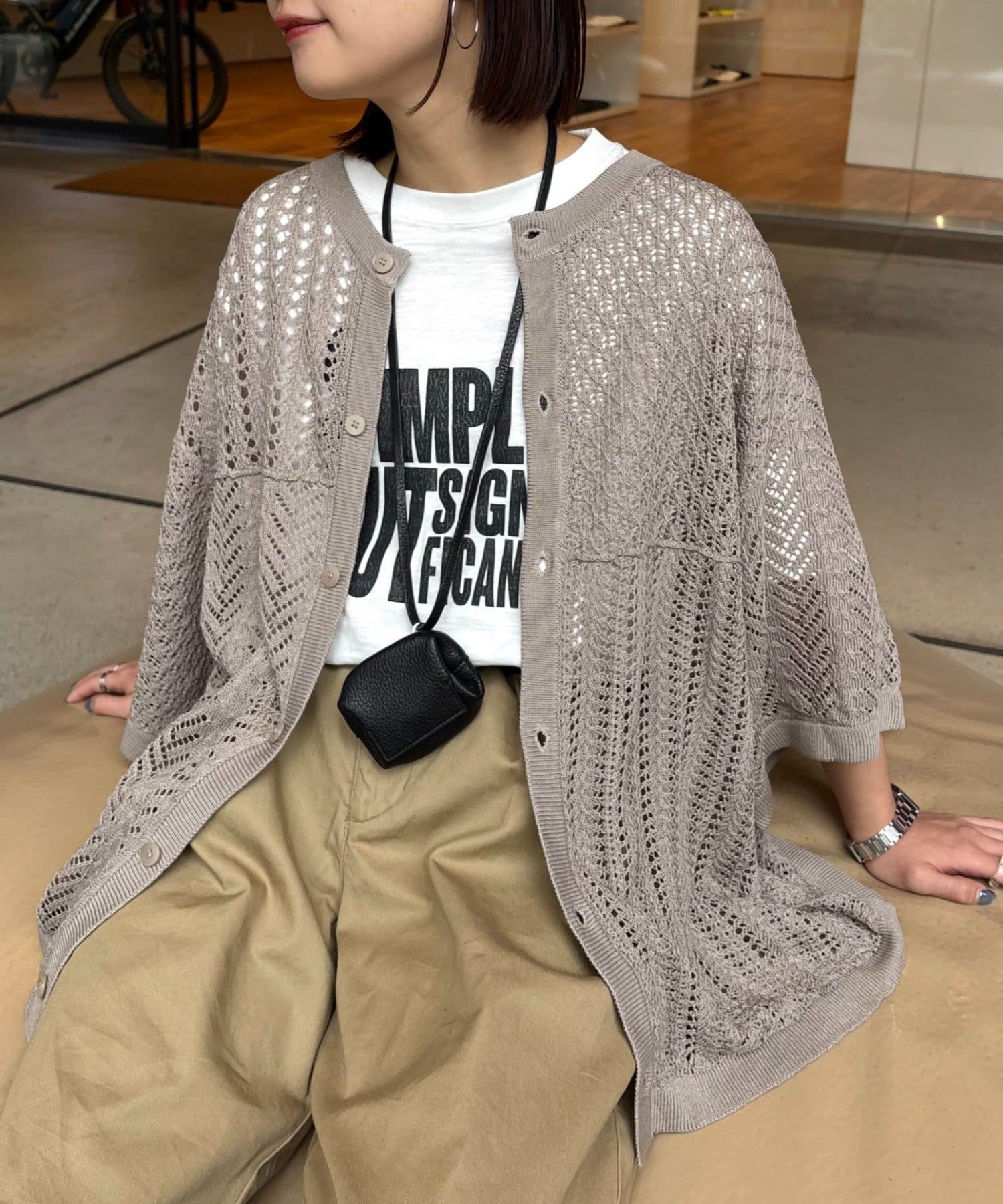 CIAOPANIC TYPY(チャオパニックティピー) 【UNISEX】レース編みパッチワークニットカーディガン/WEB限定