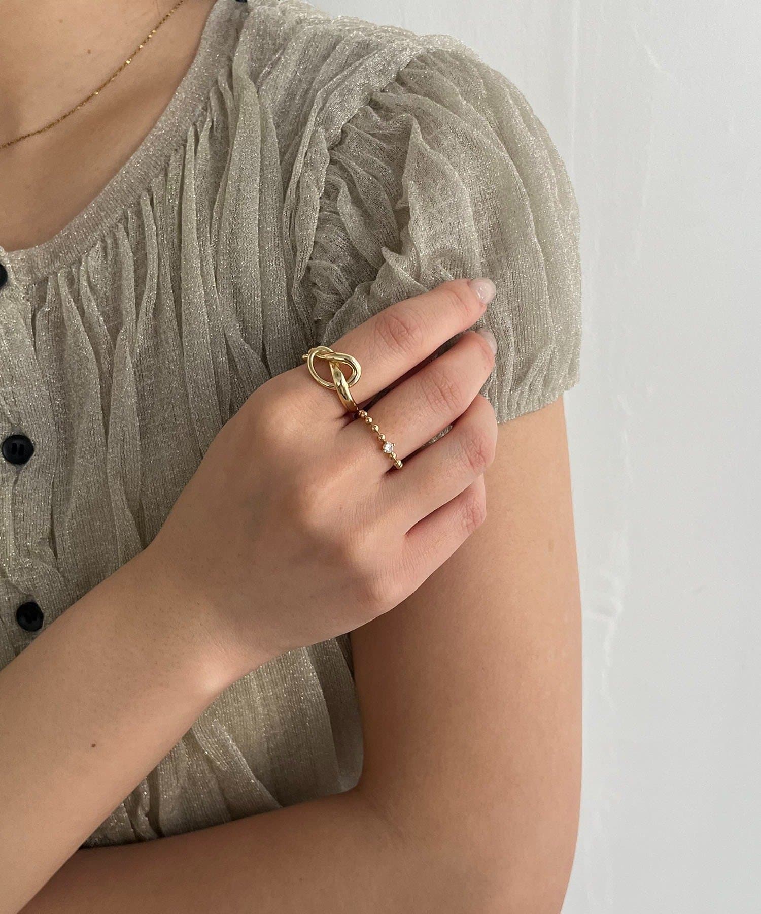 CAPRICIEUX LE'MAGE(カプリシュレマージュ) 〈GOLDY/ゴールディ〉ボールチェーン2SETリング