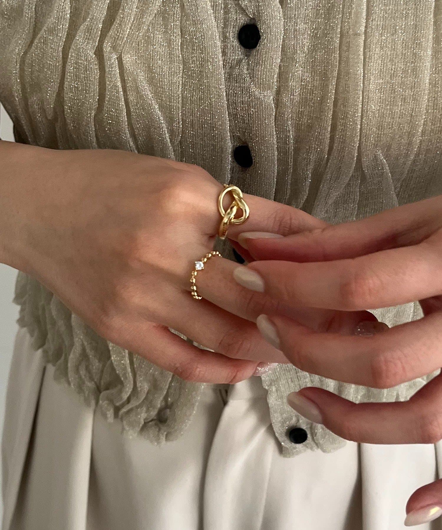 CAPRICIEUX LE'MAGE(カプリシュレマージュ) 〈GOLDY/ゴールディ〉ボールチェーン2SETリング