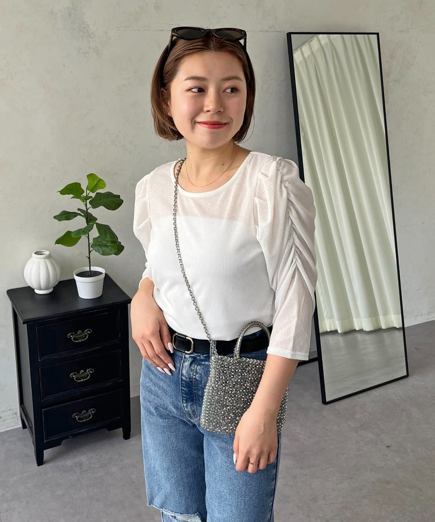 prose verse(プロズヴェール) 【MOMO】パフスリーブシアーリブカットソー