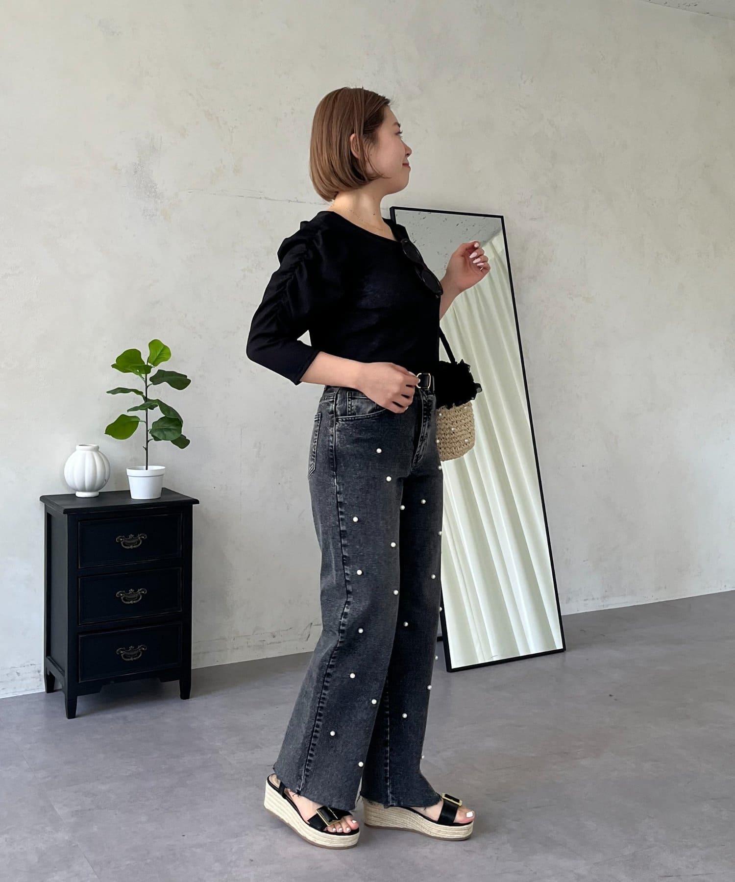 prose verse(プロズヴェール) 【MOMO】パフスリーブシアーリブカットソー