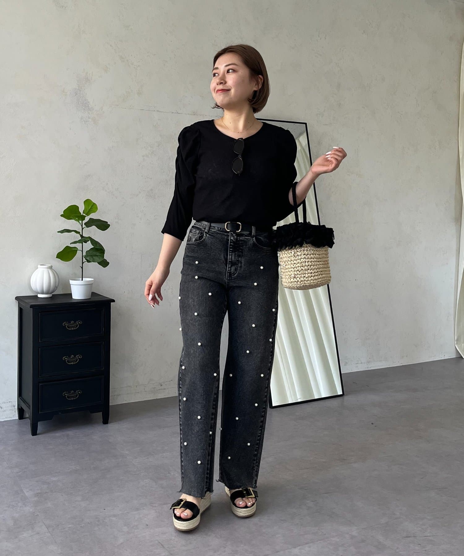 prose verse(プロズヴェール) 【MOMO】パフスリーブシアーリブカットソー