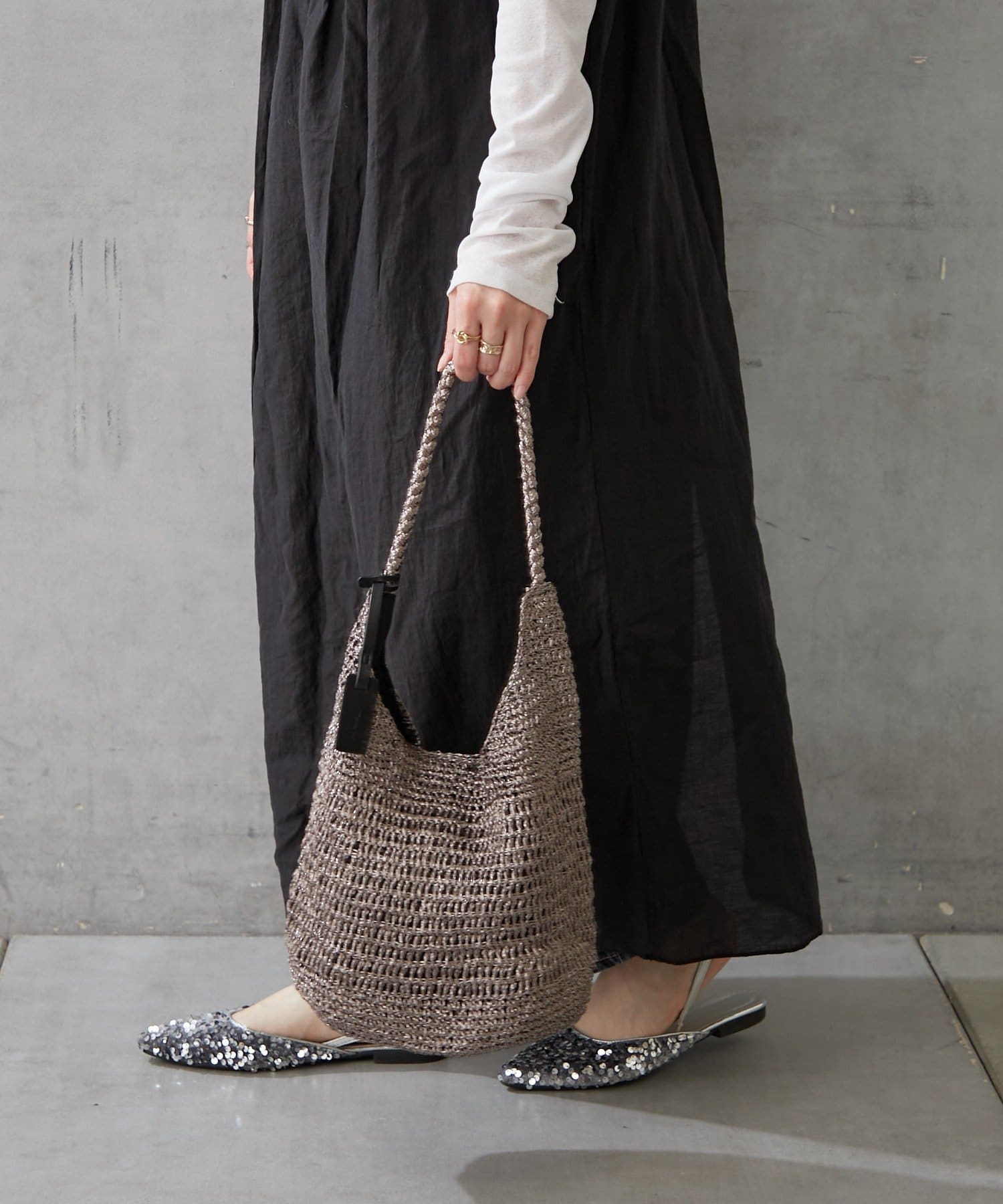 BIRTHDAY BAR(バースデイバー) メタリックコード編み2WAYハンドルバッグ