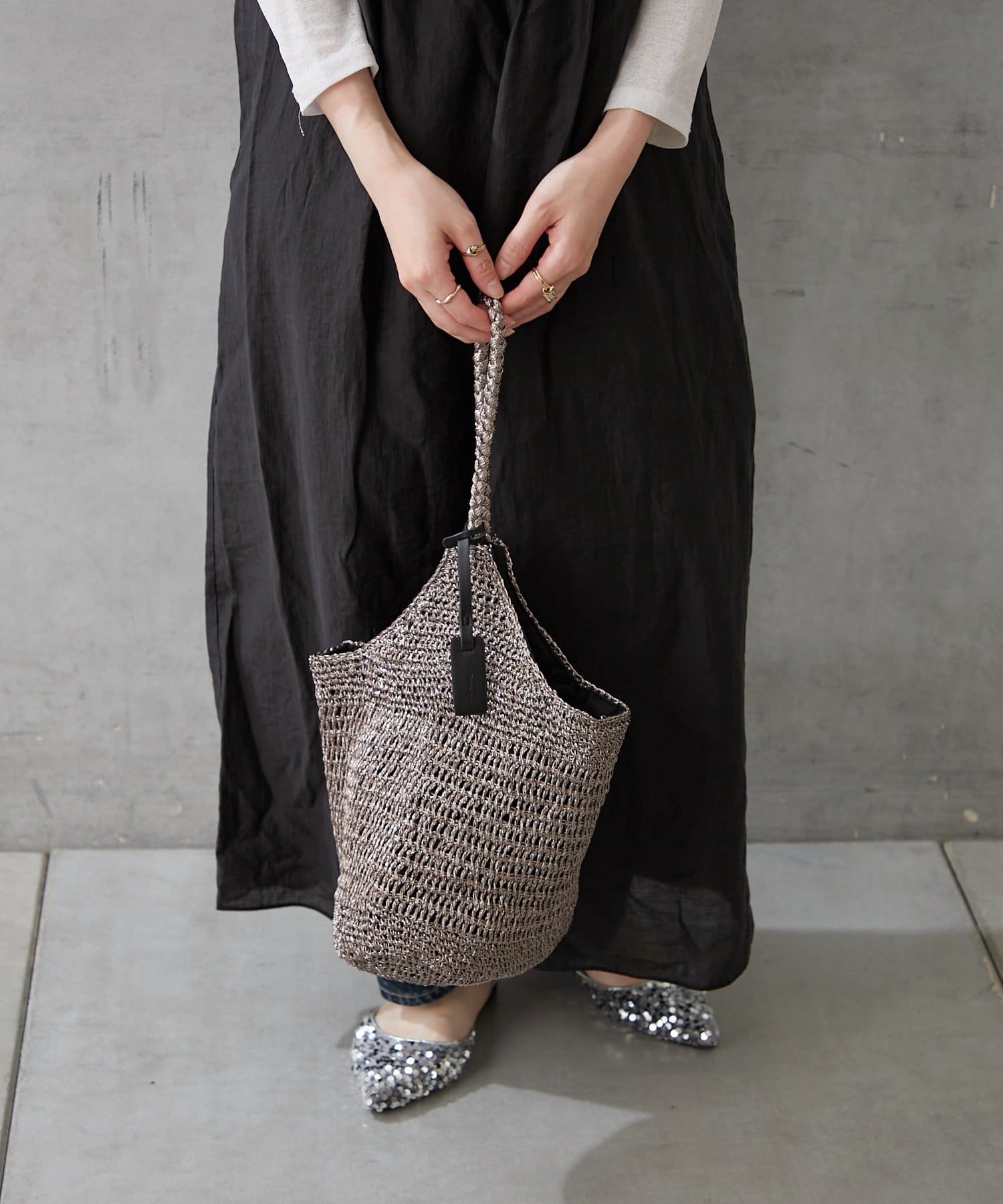 BIRTHDAY BAR(バースデイバー) メタリックコード編み2WAYハンドルバッグ