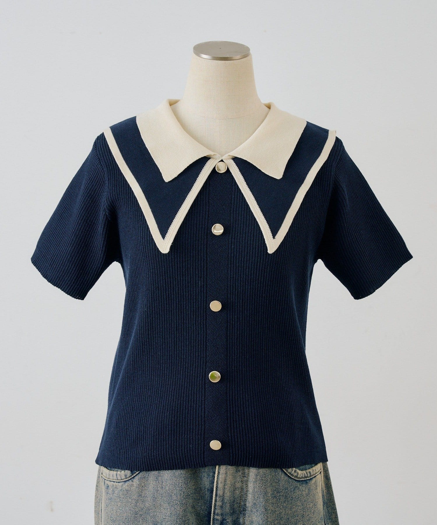 NICE CLAUP / OLIVE des OLIVE OUTLET(ナイスクラップ  / オリーブ デ オリーブ アウトレット) 【ANOTHER BRANCH】配色BIG衿プルオーバー