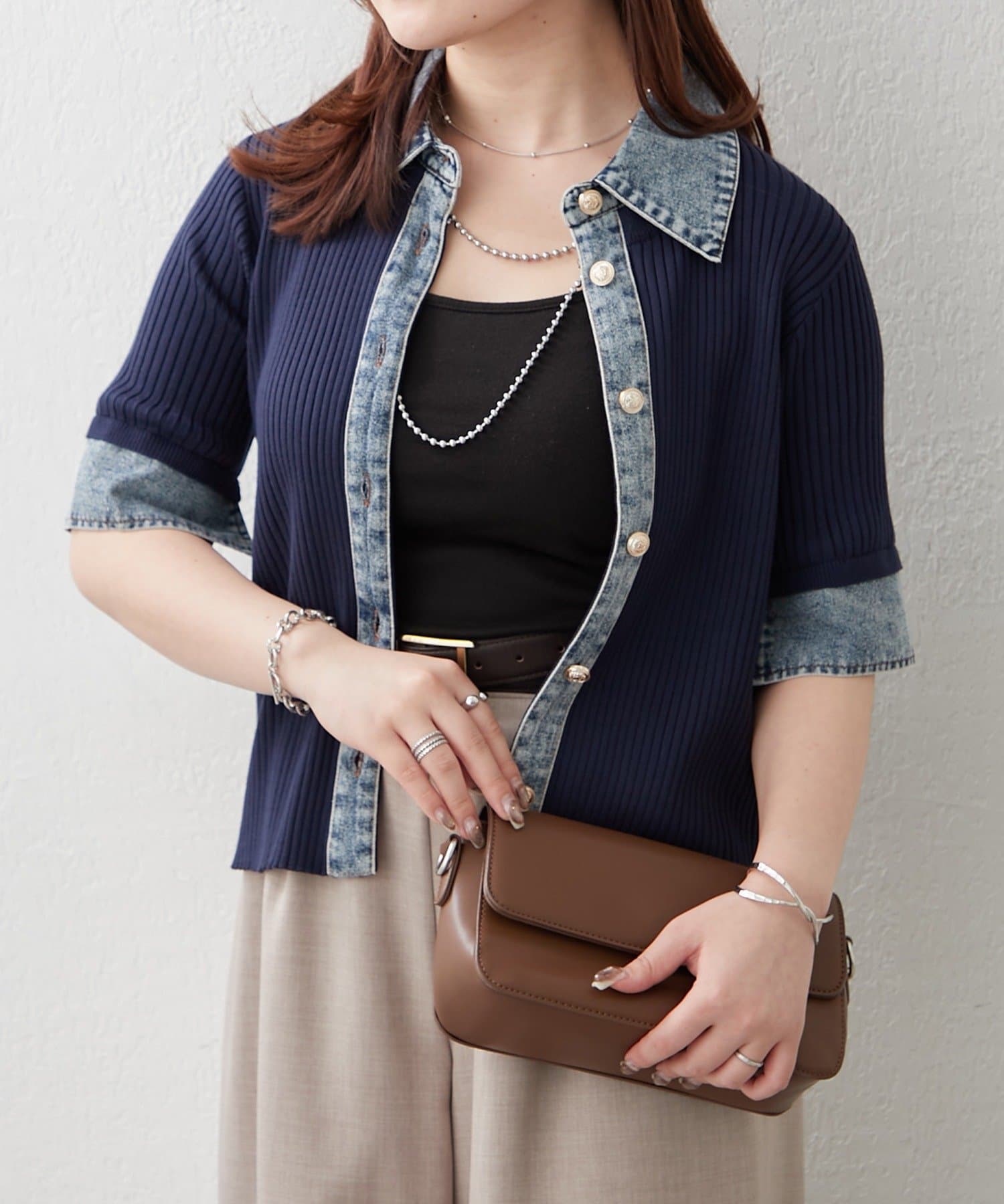 Remind me and forever(リマインドミーアンドフォーエバー) 【きれいめカジュアルマストアイテム】デニム切替カーデ