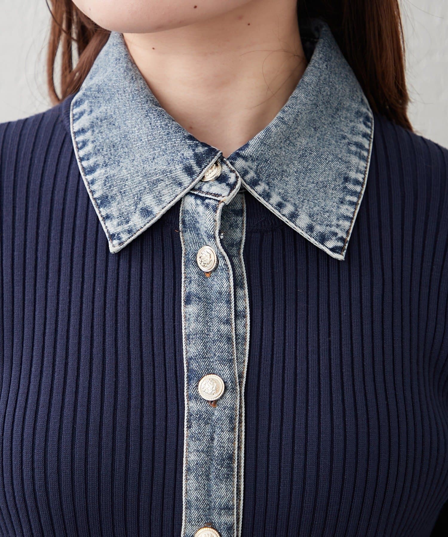 Remind me and forever(リマインドミーアンドフォーエバー) 【きれいめカジュアルマストアイテム】デニム切替カーデ