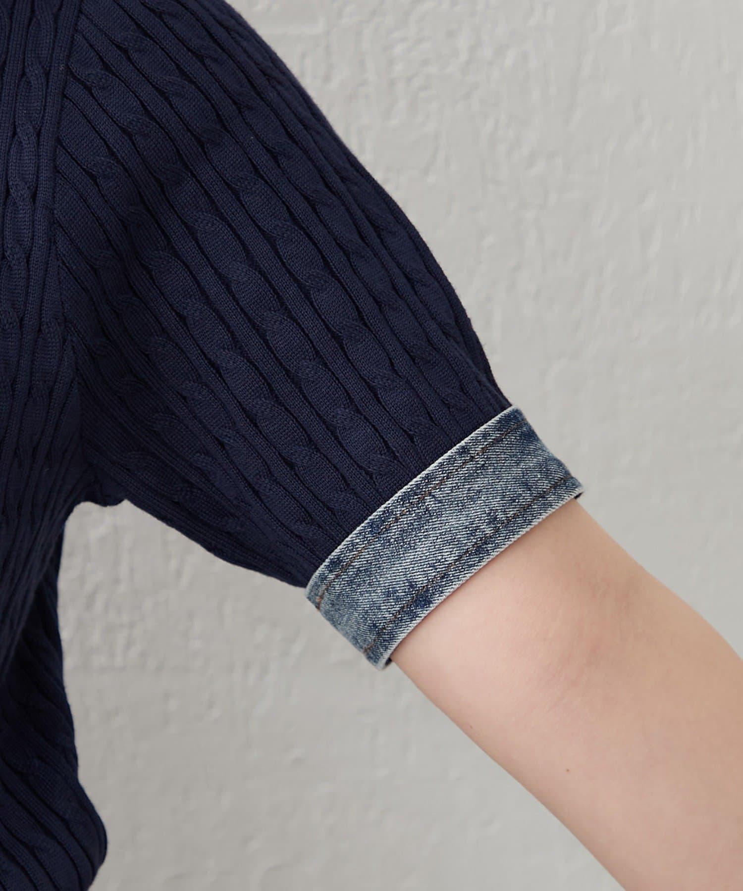 Remind me and forever(リマインドミーアンドフォーエバー) 【きれいめカジュアルマストアイテム】デニム切替ハーフZIPプルオーバー