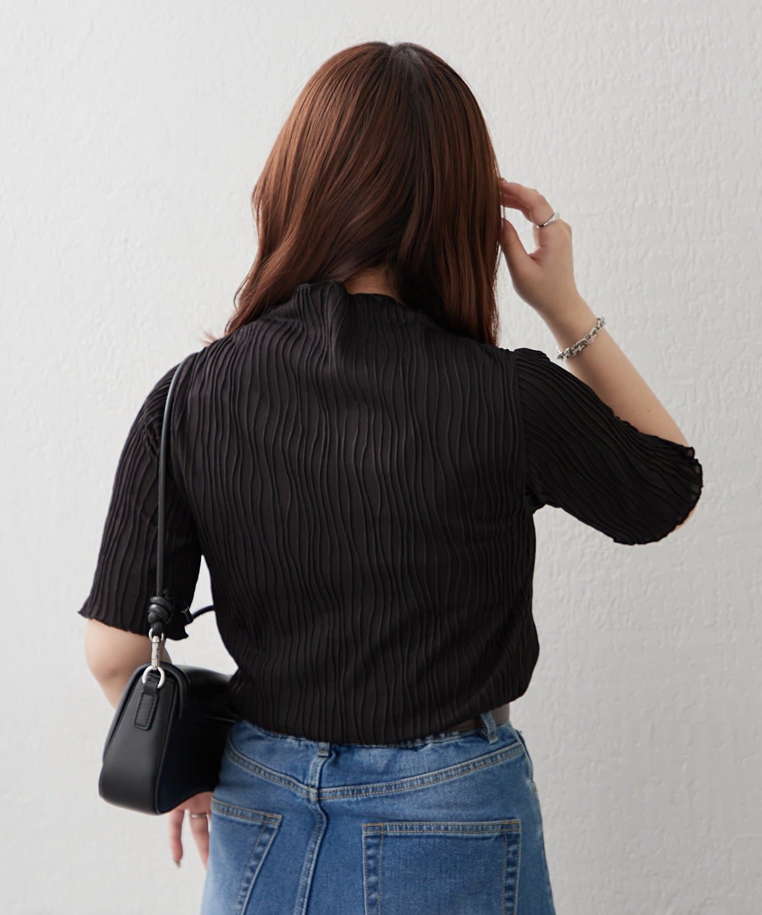 Remind me and forever(リマインドミーアンドフォーエバー) 【一枚で上品に】ウェーブジャガードTシャツ