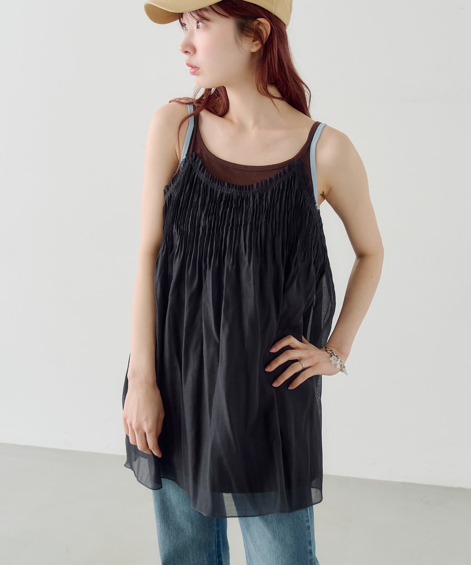 Kastane(カスタネ) 【前後2WAY】プリーツワッシャーチュニック