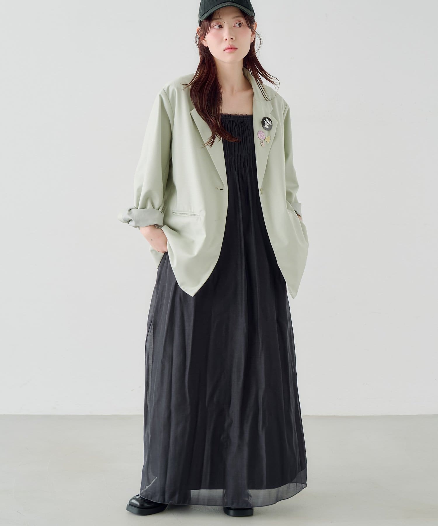 Kastane(カスタネ) 【低身長サイズ/2サイズ展開/前後2WAY】プリーツワッシャーワンピース