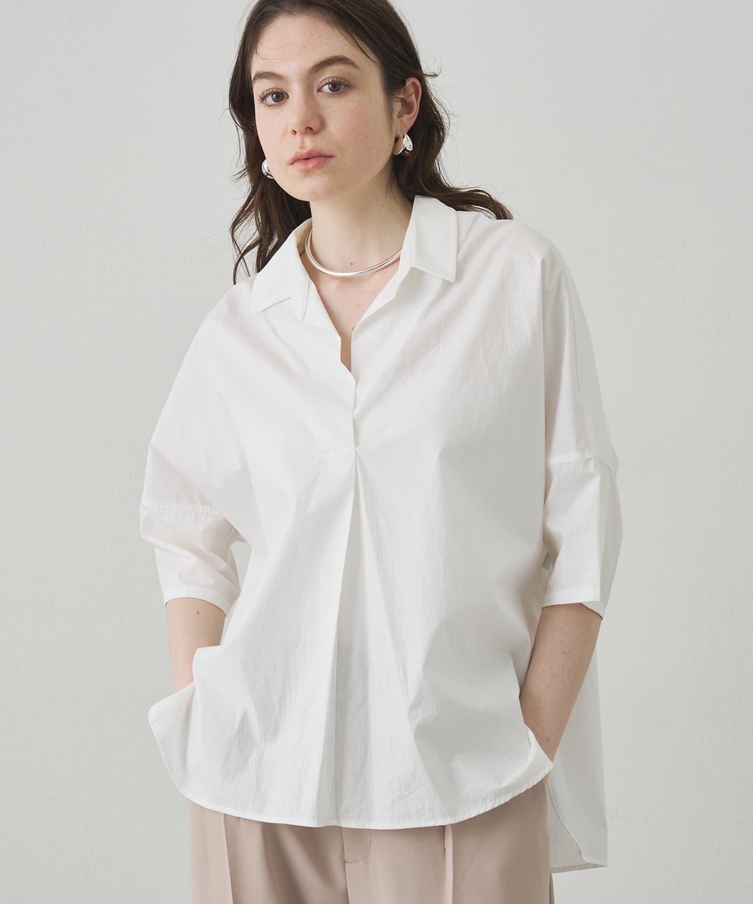 Whim Gazette(ウィム ガゼット) 【Drawing Numbers】スキッパーシャツ