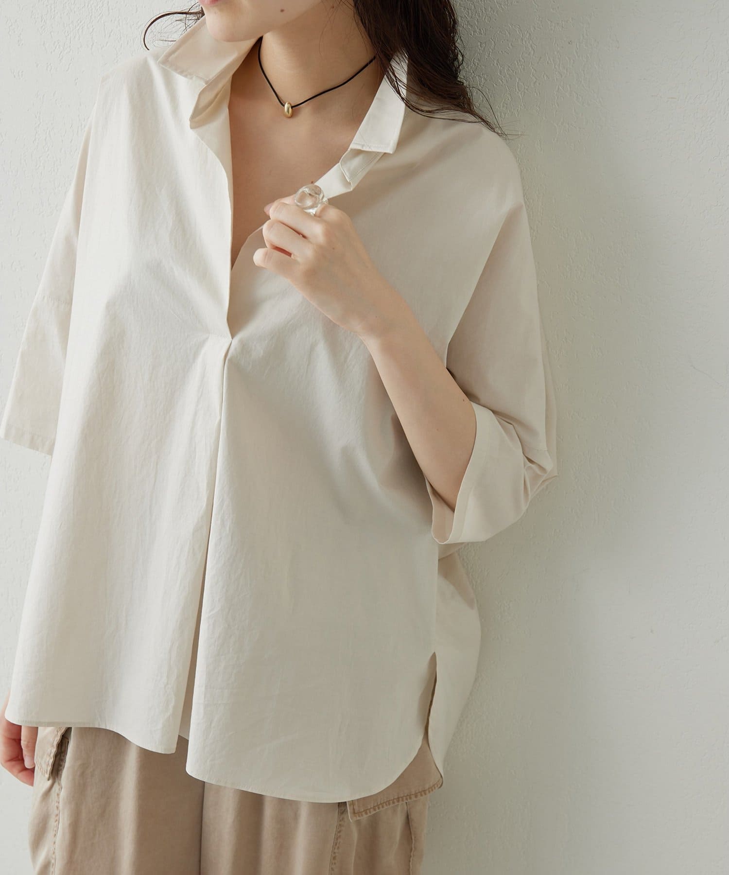 Whim Gazette(ウィム ガゼット) 【Drawing Numbers】スキッパーシャツ