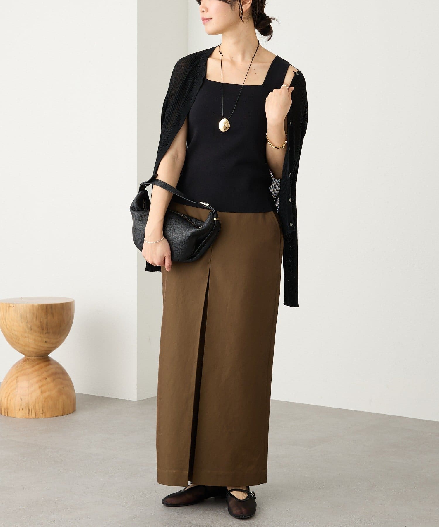 RIVE DROITE(リヴドロワ) 予約【抜け感】麻混シアーリブカーディガン