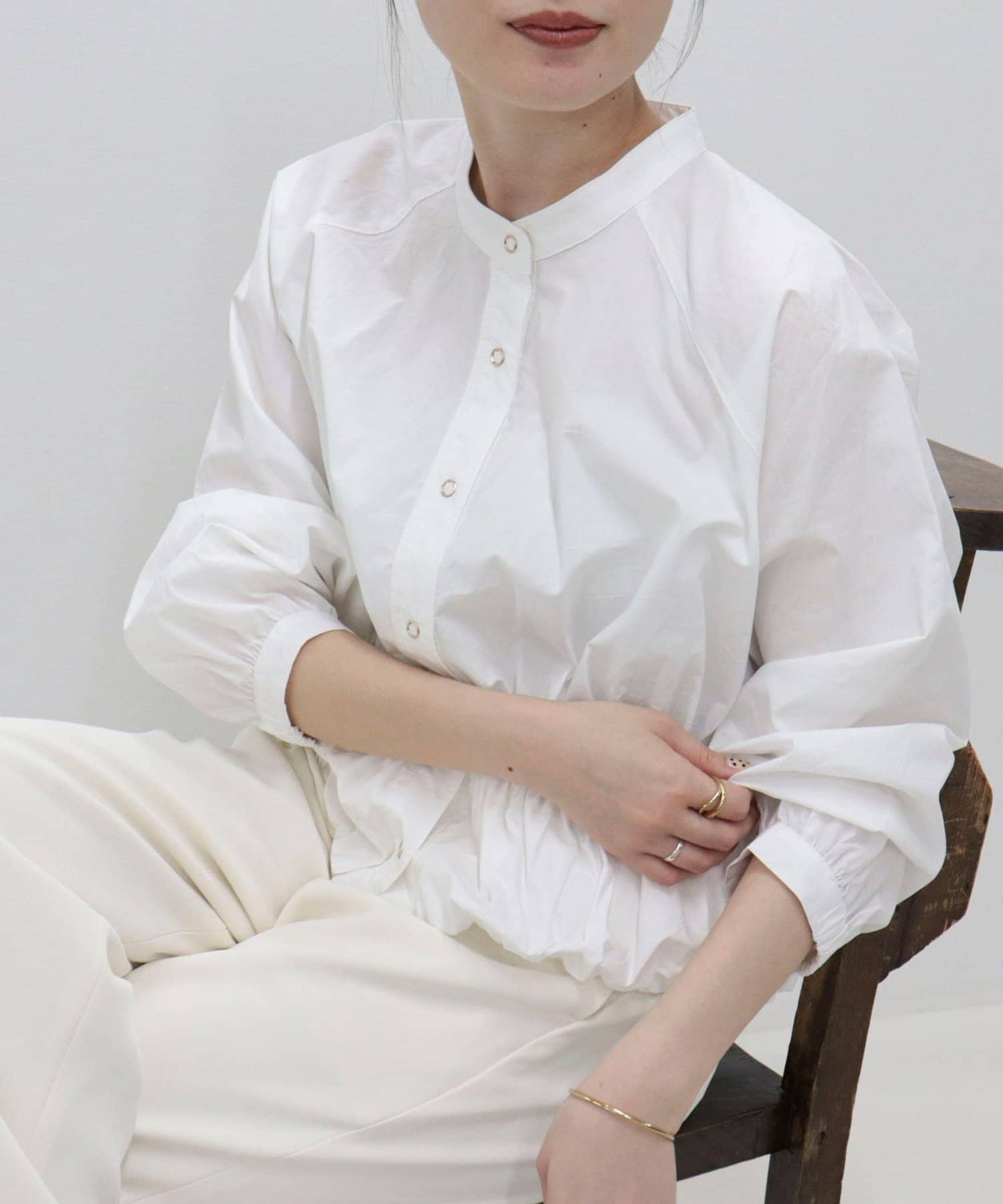 FREDY & GLOSTER(フレディ アンド グロスター) クロップドバルーン前開きブラウス