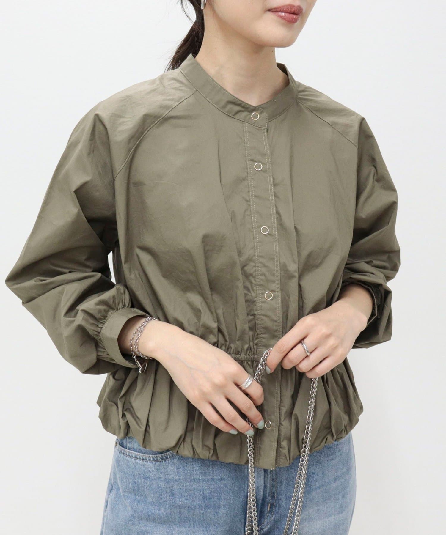 FREDY & GLOSTER(フレディ アンド グロスター) クロップドバルーン前開きブラウス