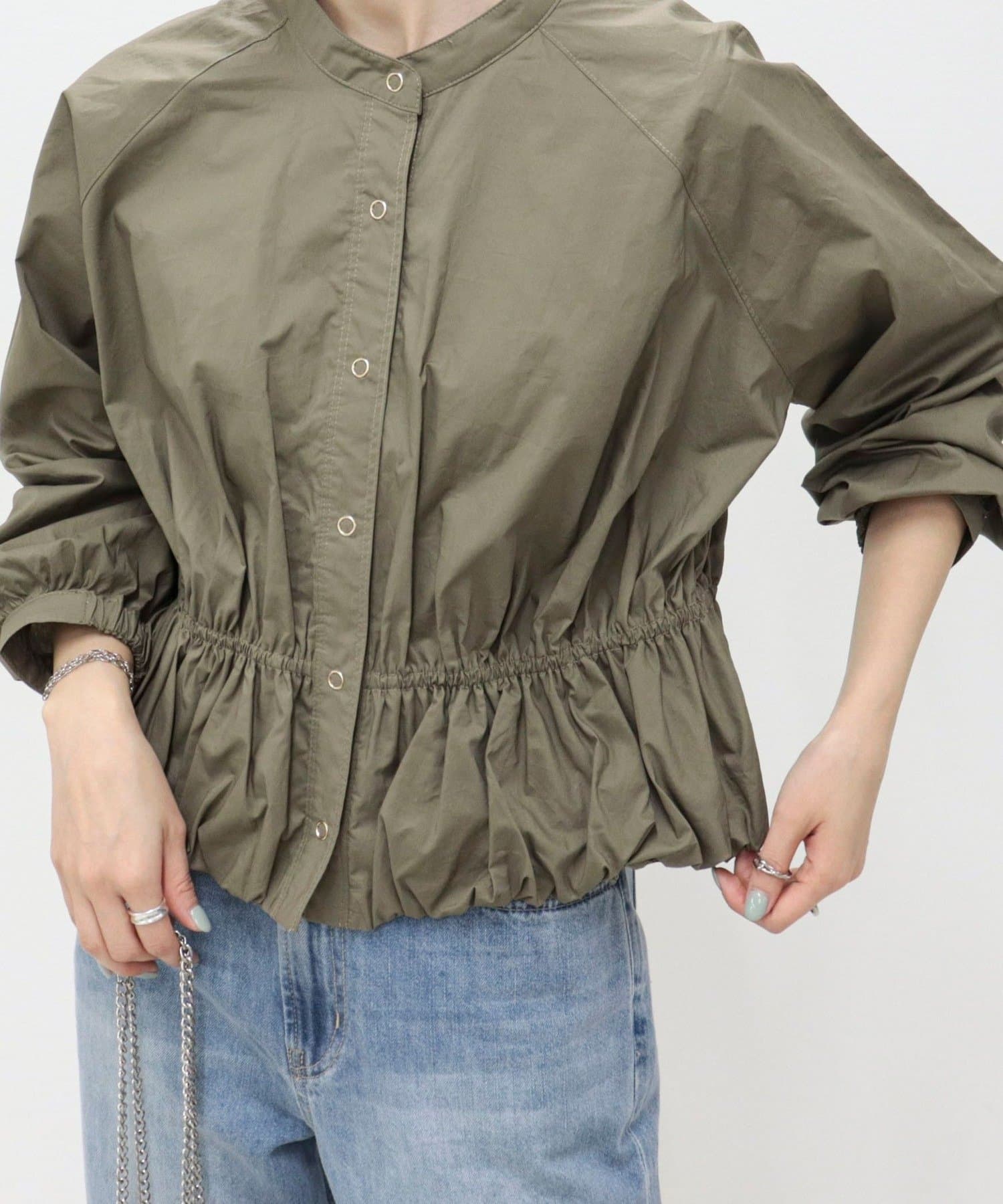 FREDY & GLOSTER(フレディ アンド グロスター) クロップドバルーン前開きブラウス