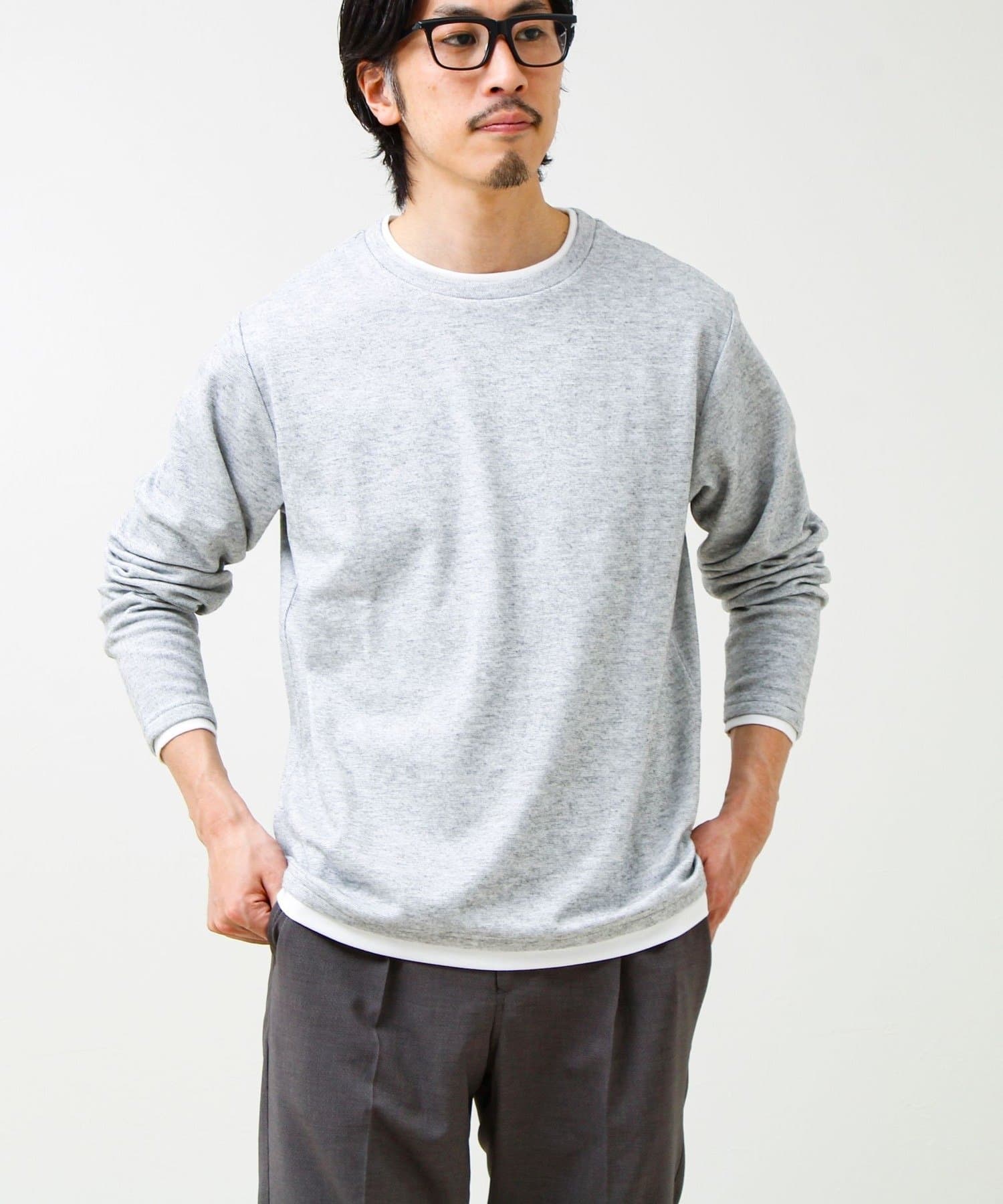 FREDY & GLOSTER(フレディ アンド グロスター) メランジ微起毛スムース フェイクレイヤード ロンT