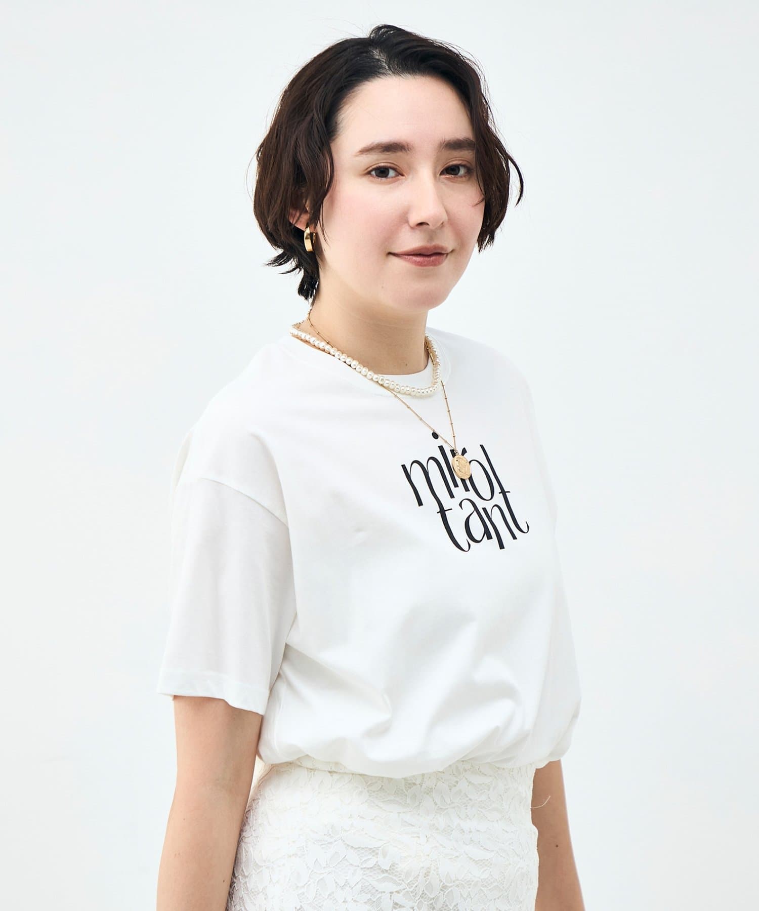 NOLLEY'S(ノーリーズ) ウォッシャブルオーバーサイズロゴTシャツ