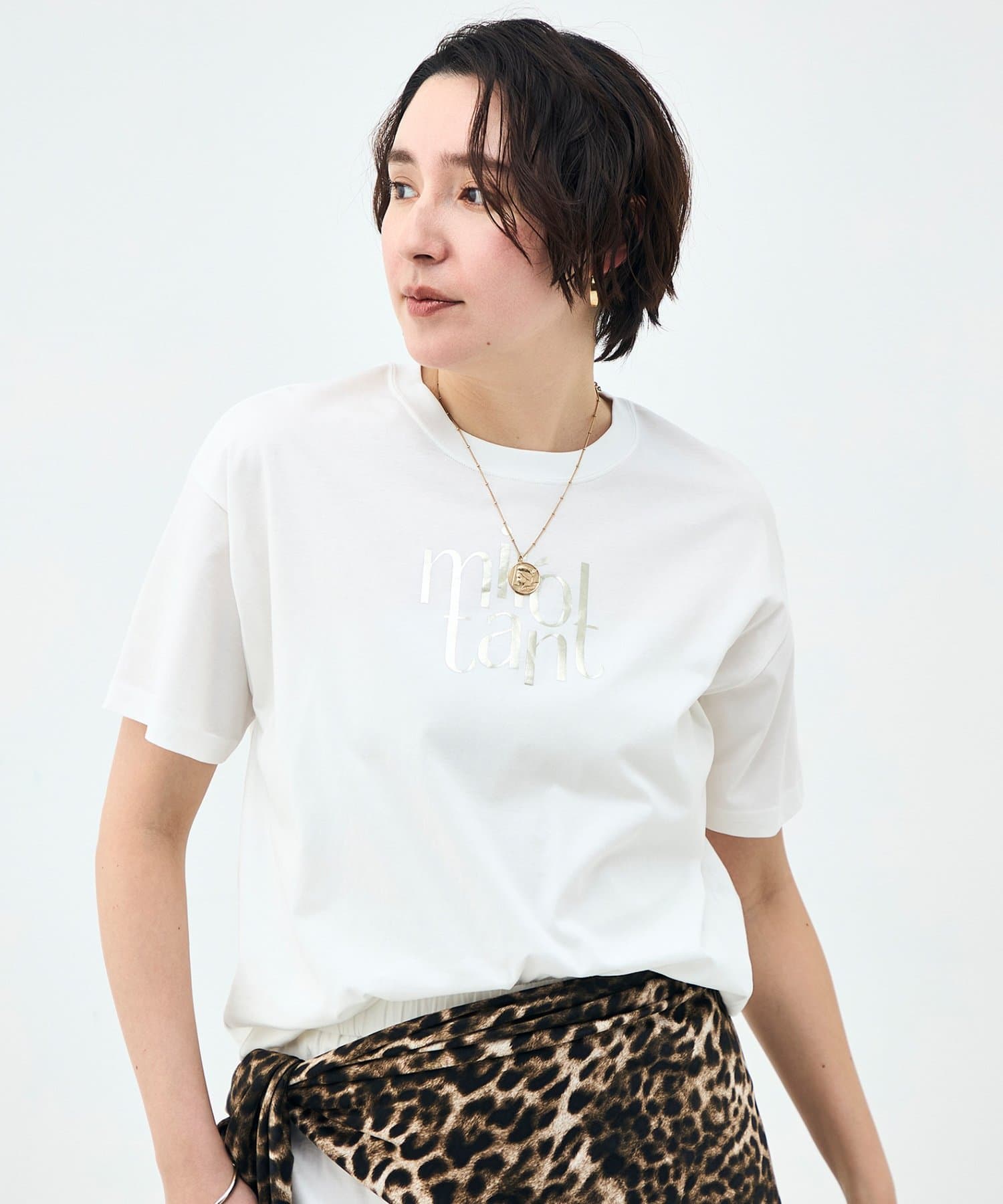 NOLLEY'S(ノーリーズ) ウォッシャブルオーバーサイズロゴTシャツ