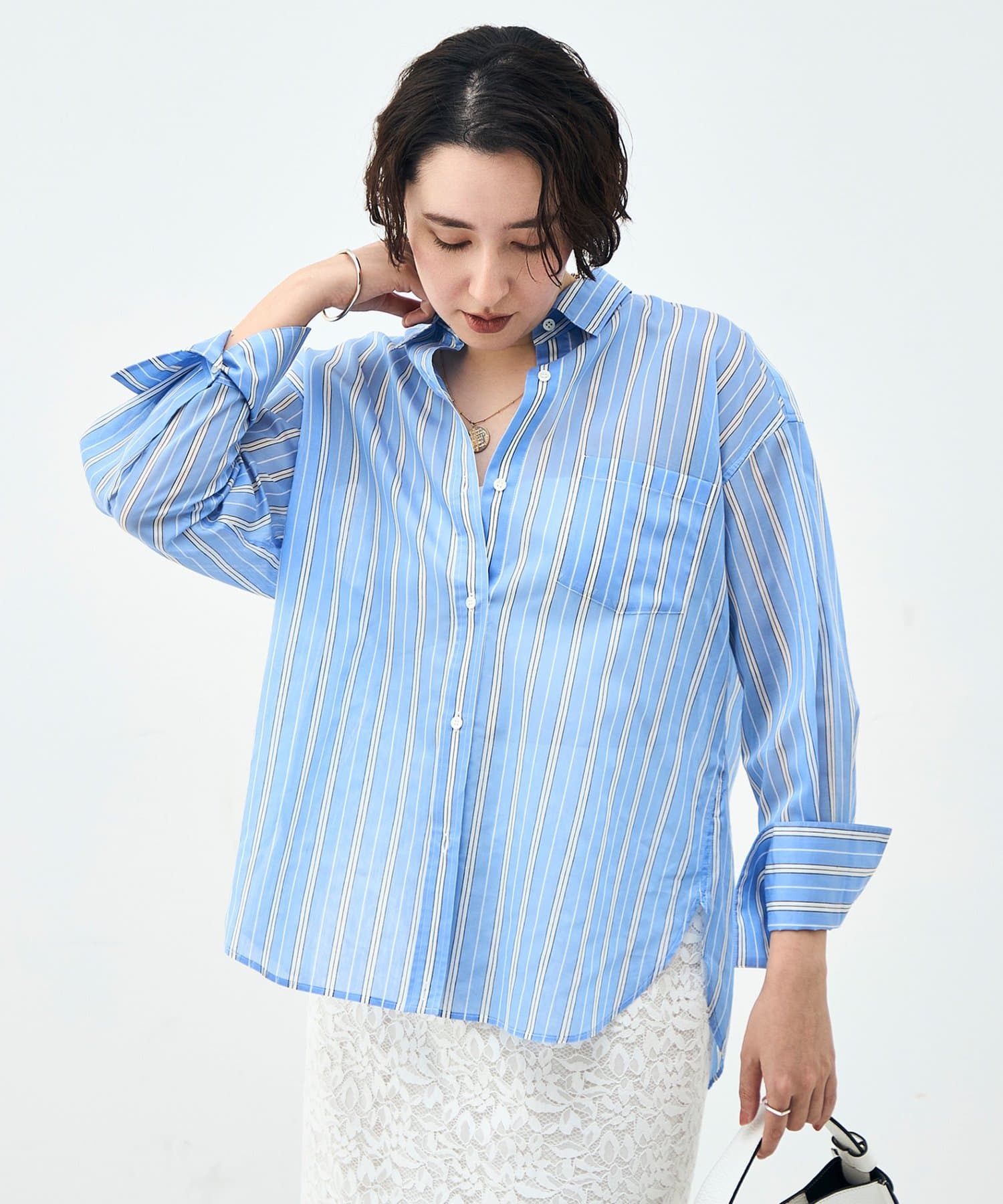 NOLLEY'S(ノーリーズ) ウォッシャブルMARSALAシアーストライプ3WAYシャツ