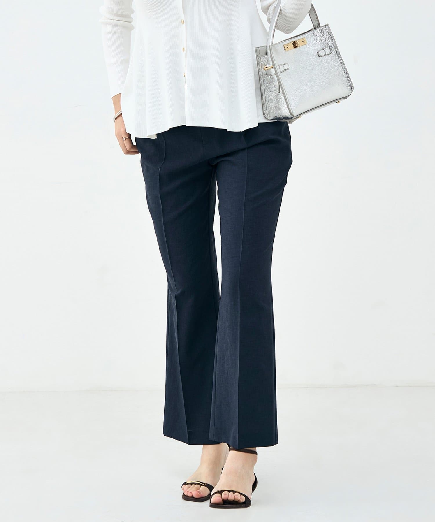 NOLLEY'S(ノーリーズ) 《セットアップ対応》ウォッシャブルブリーザブルシャンブレーセミワイドパンツ