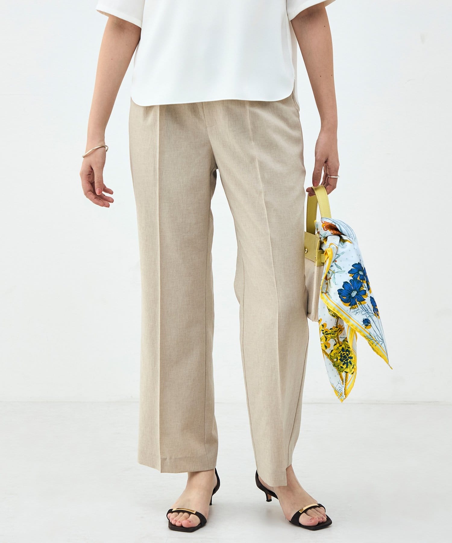 NOLLEY'S(ノーリーズ) 《セットアップ対応》ウォッシャブルブリーザブルシャンブレーセミワイドパンツ